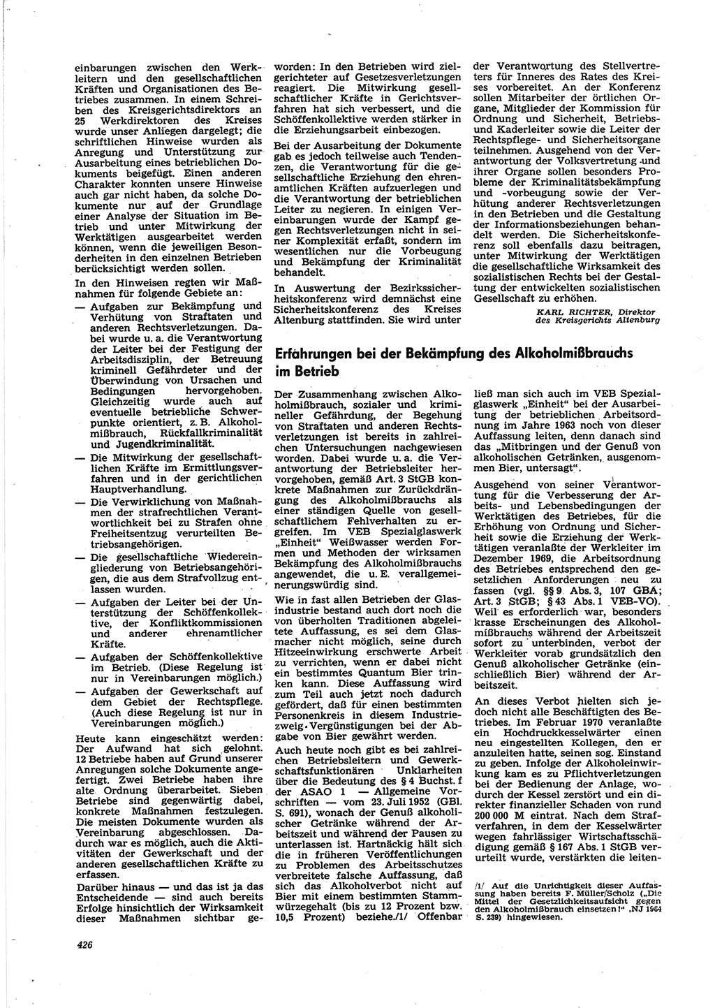 Neue Justiz (NJ), Zeitschrift für Recht und Rechtswissenschaft [Deutsche Demokratische Republik (DDR)], 25. Jahrgang 1971, Seite 426 (NJ DDR 1971, S. 426)