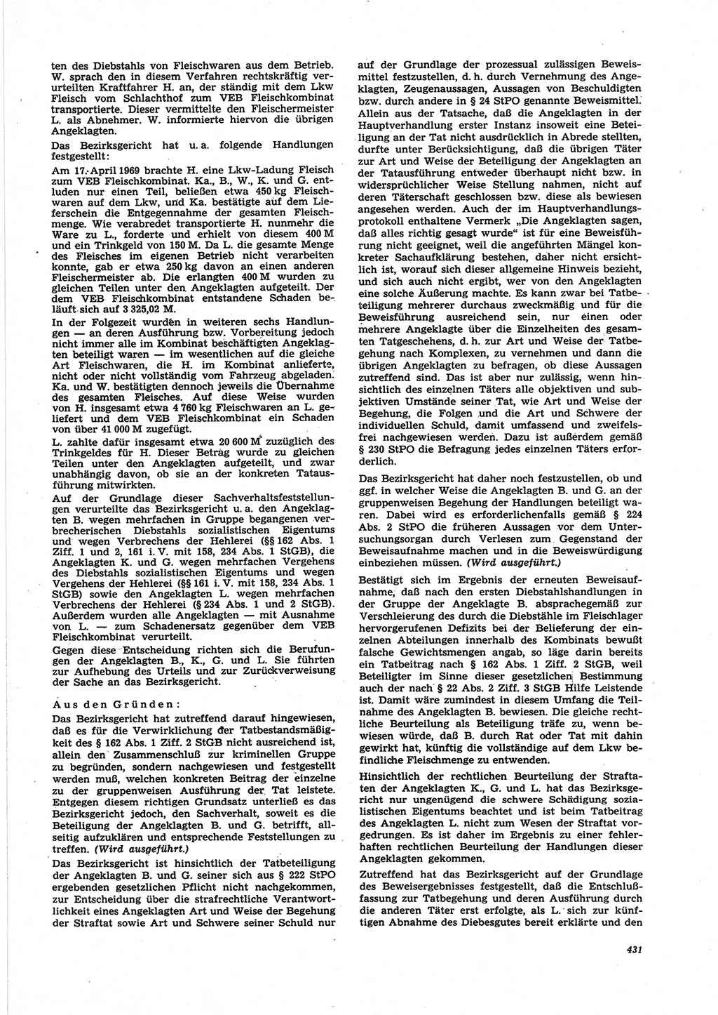 Neue Justiz (NJ), Zeitschrift für Recht und Rechtswissenschaft [Deutsche Demokratische Republik (DDR)], 25. Jahrgang 1971, Seite 431 (NJ DDR 1971, S. 431)