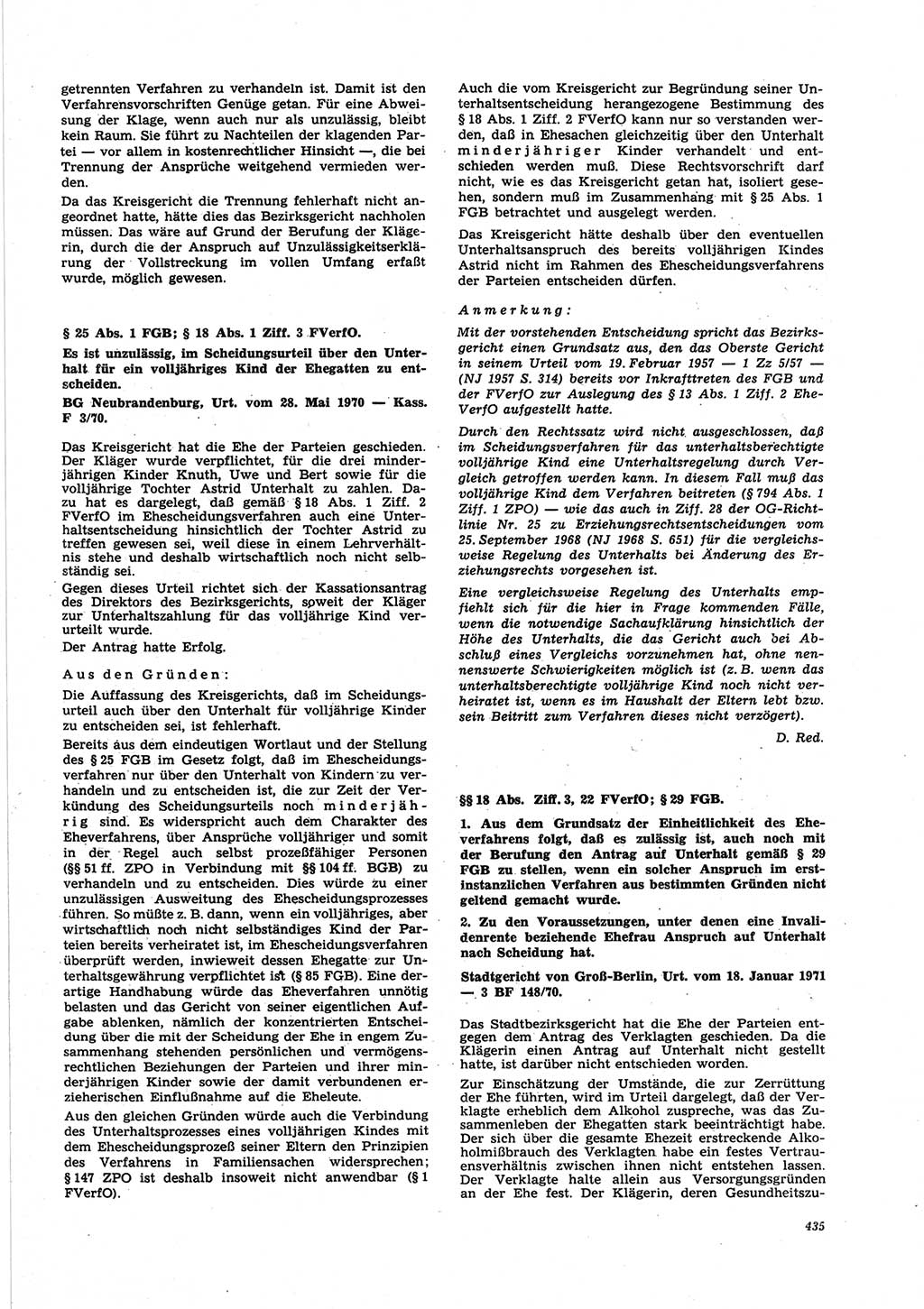 Neue Justiz (NJ), Zeitschrift für Recht und Rechtswissenschaft [Deutsche Demokratische Republik (DDR)], 25. Jahrgang 1971, Seite 435 (NJ DDR 1971, S. 435)