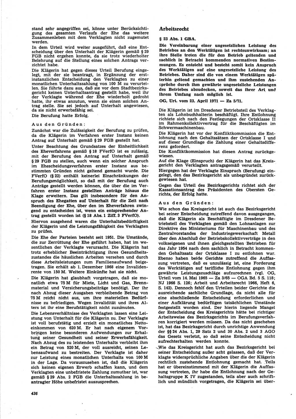 Neue Justiz (NJ), Zeitschrift für Recht und Rechtswissenschaft [Deutsche Demokratische Republik (DDR)], 25. Jahrgang 1971, Seite 436 (NJ DDR 1971, S. 436)