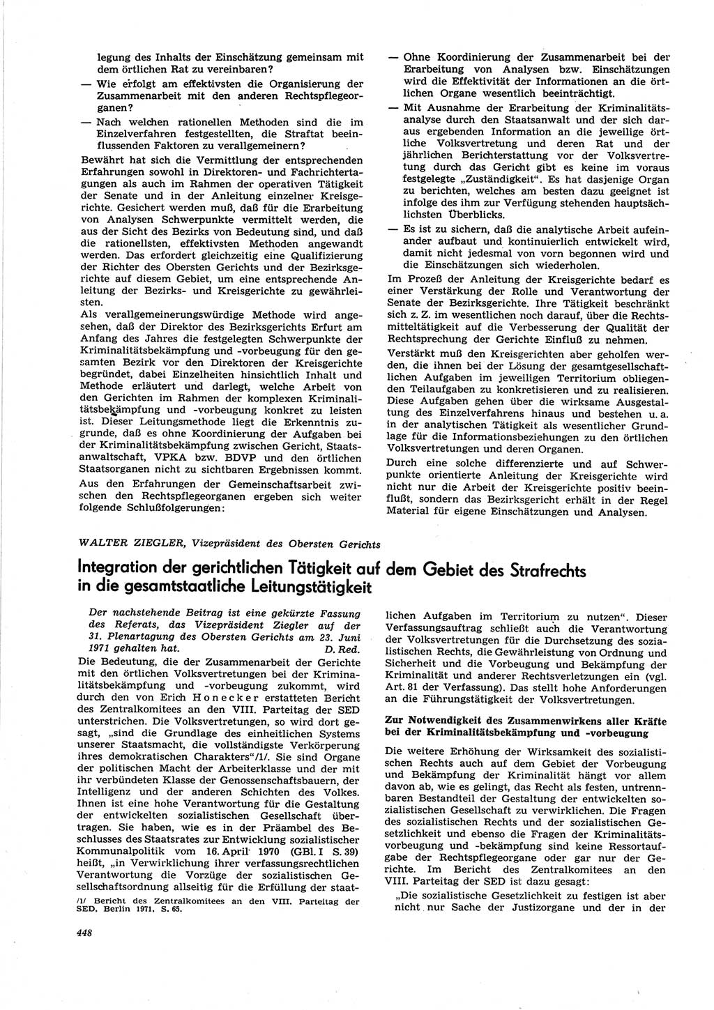 Neue Justiz (NJ), Zeitschrift für Recht und Rechtswissenschaft [Deutsche Demokratische Republik (DDR)], 25. Jahrgang 1971, Seite 448 (NJ DDR 1971, S. 448)