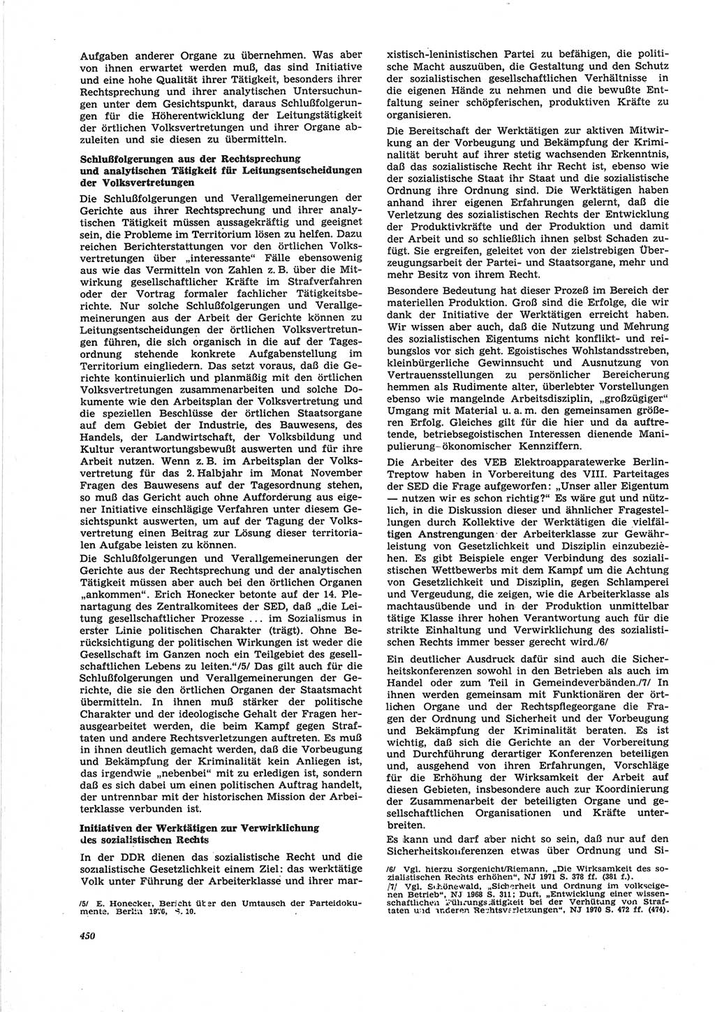 Neue Justiz (NJ), Zeitschrift für Recht und Rechtswissenschaft [Deutsche Demokratische Republik (DDR)], 25. Jahrgang 1971, Seite 450 (NJ DDR 1971, S. 450)