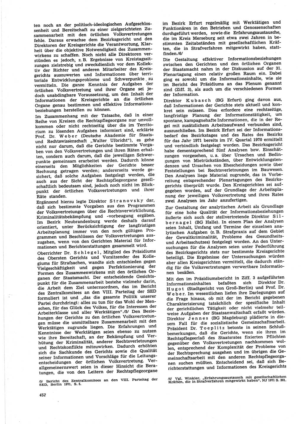 Neue Justiz (NJ), Zeitschrift für Recht und Rechtswissenschaft [Deutsche Demokratische Republik (DDR)], 25. Jahrgang 1971, Seite 452 (NJ DDR 1971, S. 452)