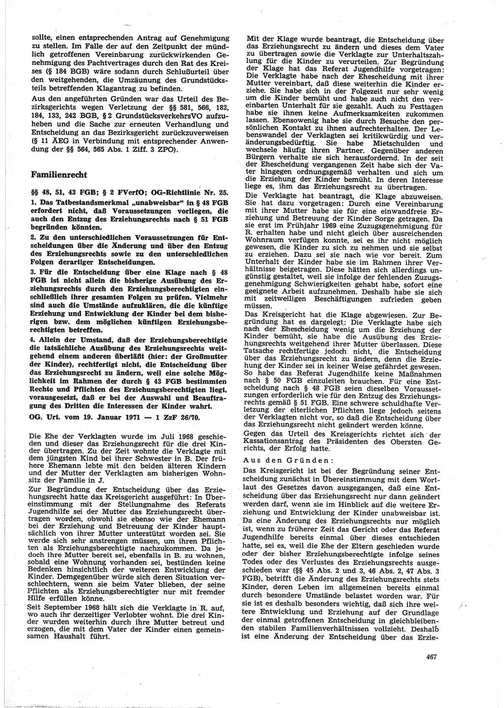 Neue Justiz (NJ), Zeitschrift für Recht und Rechtswissenschaft [Deutsche Demokratische Republik (DDR)], 25. Jahrgang 1971, Seite 467 (NJ DDR 1971, S. 467)