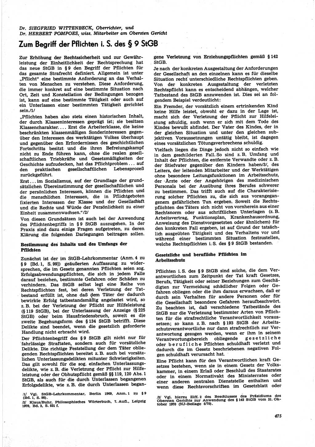 Neue Justiz (NJ), Zeitschrift für Recht und Rechtswissenschaft [Deutsche Demokratische Republik (DDR)], 25. Jahrgang 1971, Seite 475 (NJ DDR 1971, S. 475)