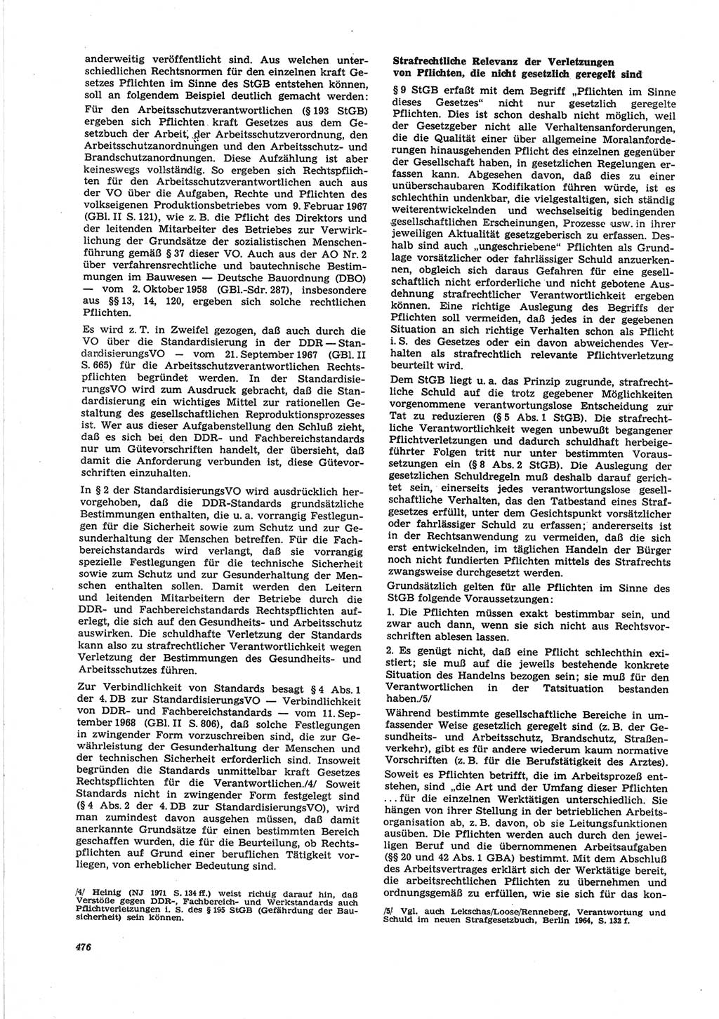 Neue Justiz (NJ), Zeitschrift für Recht und Rechtswissenschaft [Deutsche Demokratische Republik (DDR)], 25. Jahrgang 1971, Seite 476 (NJ DDR 1971, S. 476)