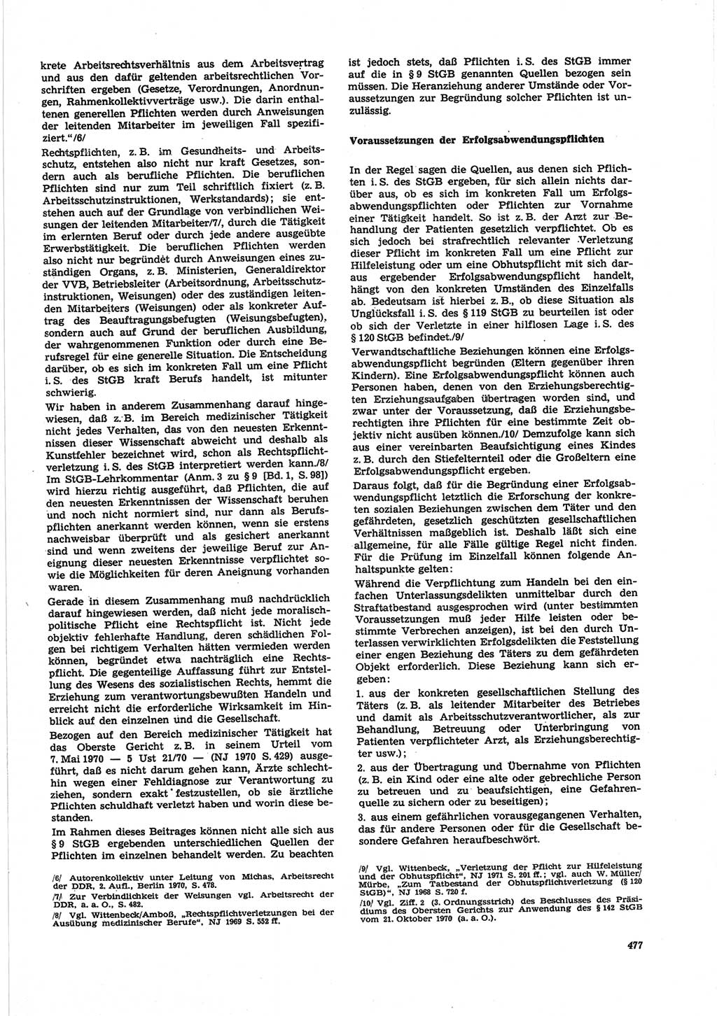 Neue Justiz (NJ), Zeitschrift für Recht und Rechtswissenschaft [Deutsche Demokratische Republik (DDR)], 25. Jahrgang 1971, Seite 477 (NJ DDR 1971, S. 477)