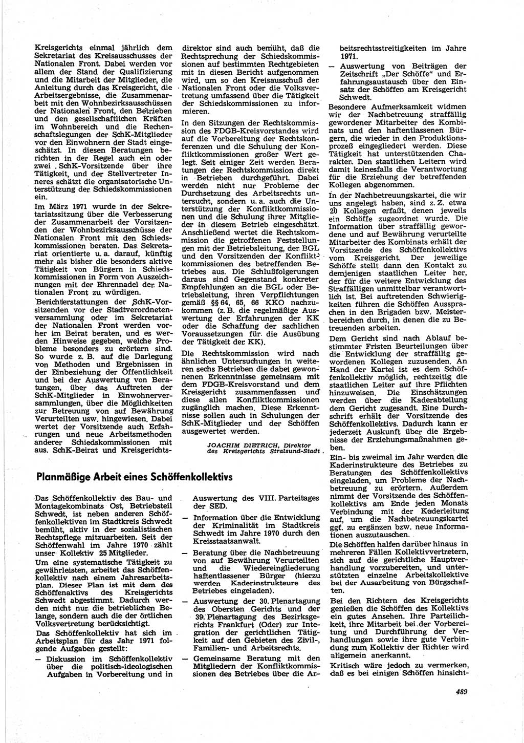 Neue Justiz (NJ), Zeitschrift für Recht und Rechtswissenschaft [Deutsche Demokratische Republik (DDR)], 25. Jahrgang 1971, Seite 489 (NJ DDR 1971, S. 489)
