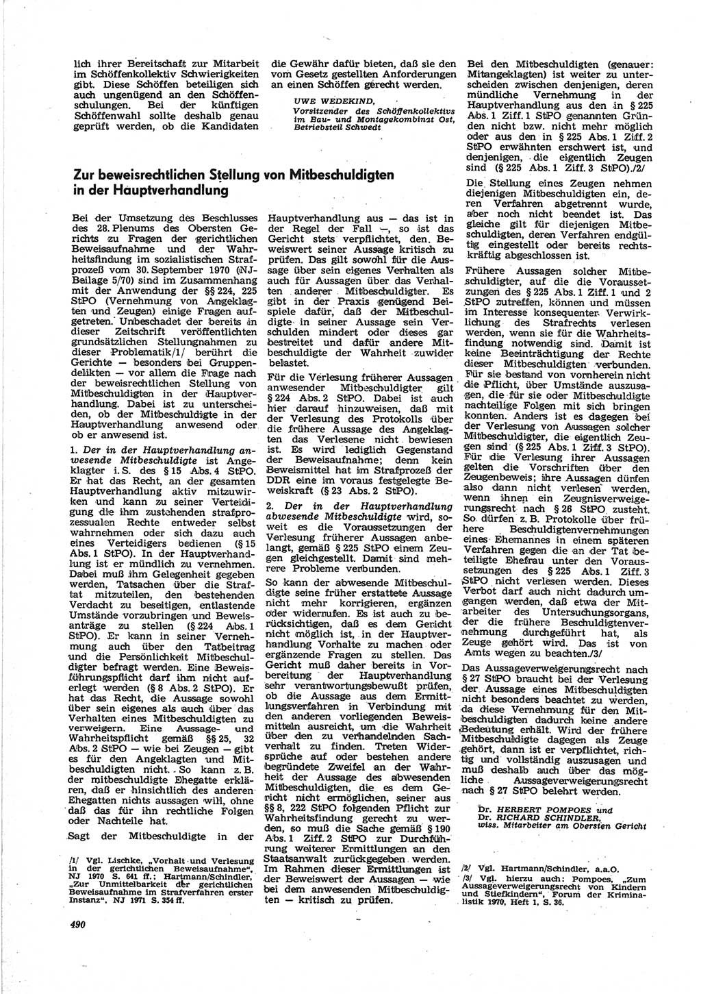 Neue Justiz (NJ), Zeitschrift für Recht und Rechtswissenschaft [Deutsche Demokratische Republik (DDR)], 25. Jahrgang 1971, Seite 490 (NJ DDR 1971, S. 490)