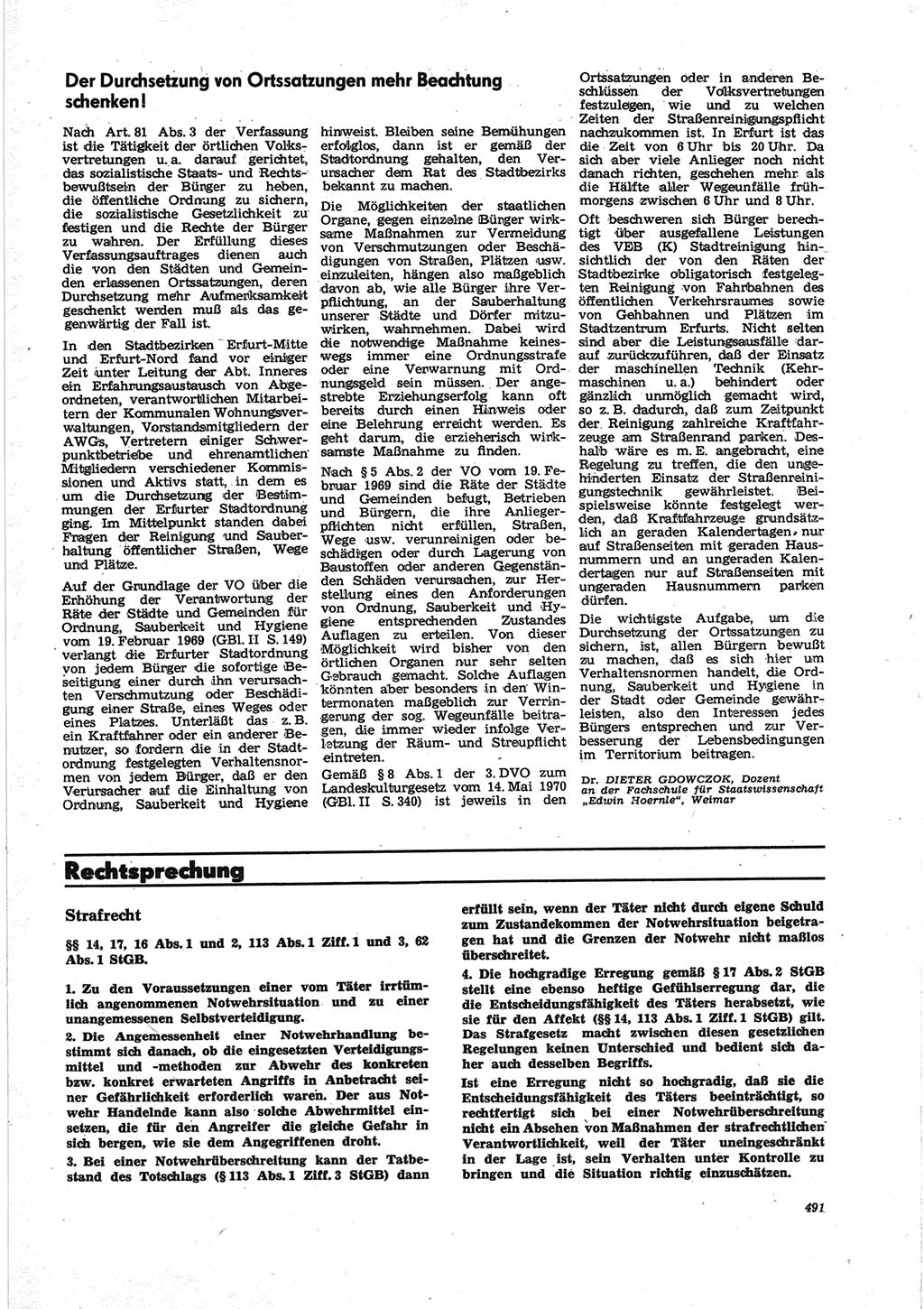 Neue Justiz (NJ), Zeitschrift für Recht und Rechtswissenschaft [Deutsche Demokratische Republik (DDR)], 25. Jahrgang 1971, Seite 491 (NJ DDR 1971, S. 491)