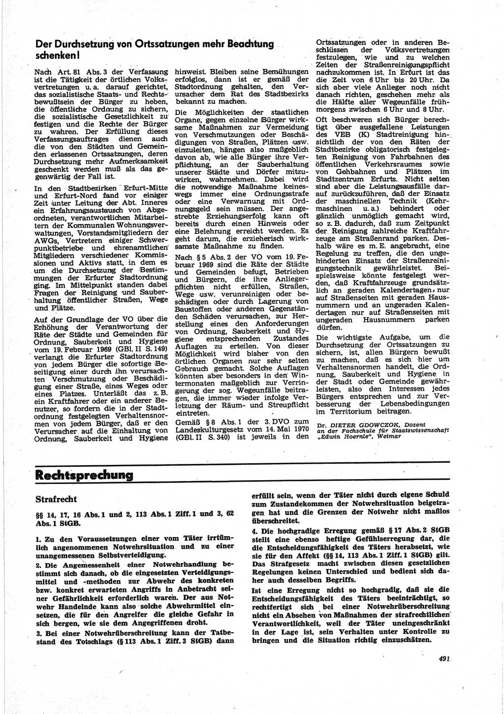 Neue Justiz (NJ), Zeitschrift für Recht und Rechtswissenschaft [Deutsche Demokratische Republik (DDR)], 25. Jahrgang 1971, Seite 491 (NJ DDR 1971, S. 491)