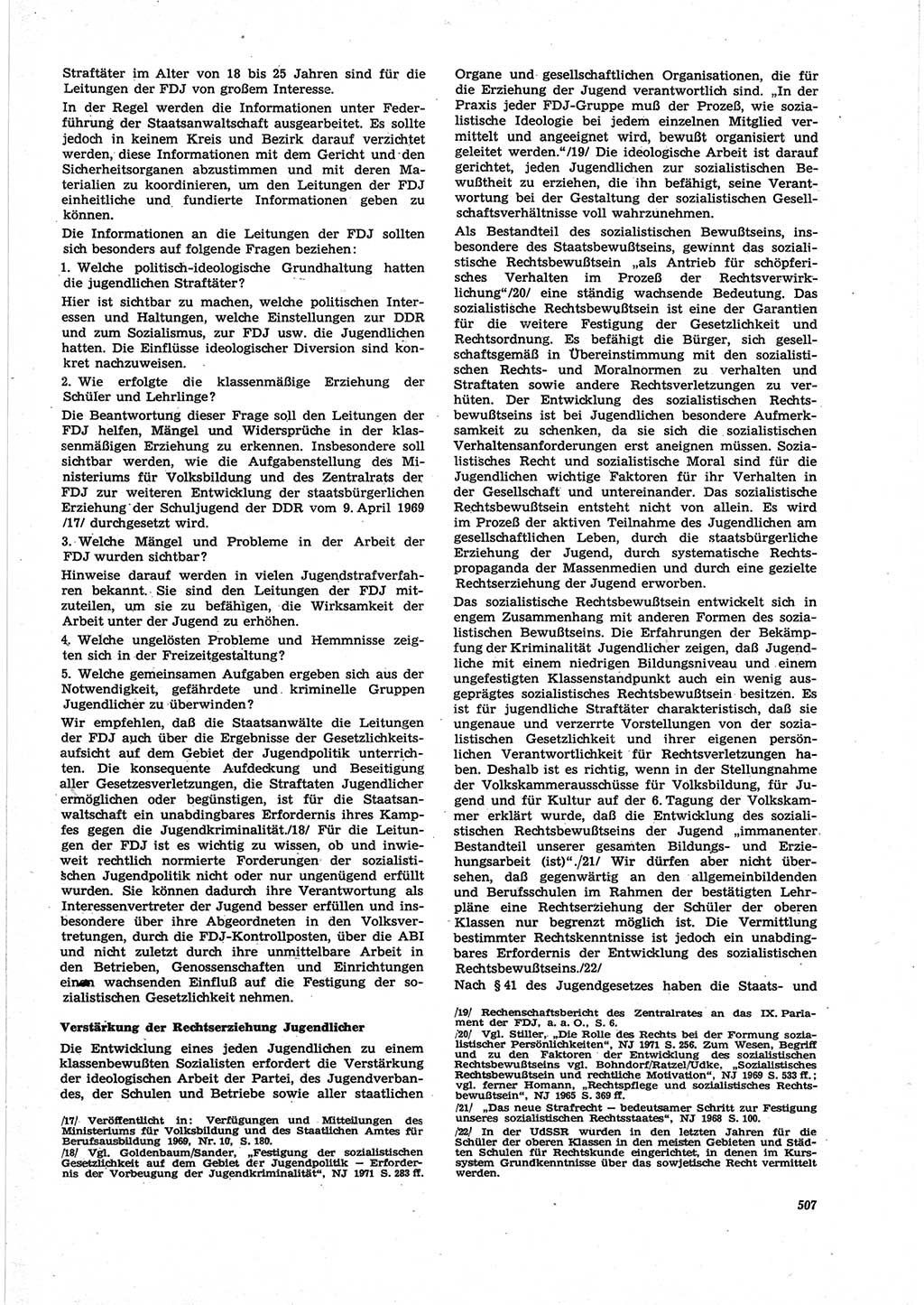 Neue Justiz (NJ), Zeitschrift für Recht und Rechtswissenschaft [Deutsche Demokratische Republik (DDR)], 25. Jahrgang 1971, Seite 507 (NJ DDR 1971, S. 507)