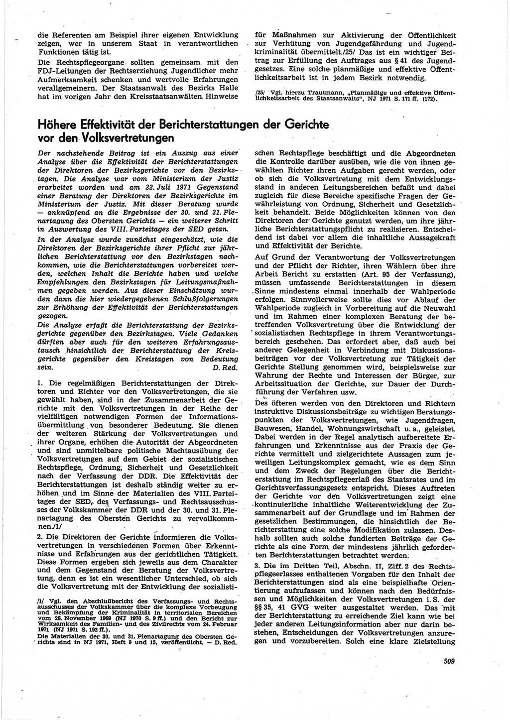 Neue Justiz (NJ), Zeitschrift für Recht und Rechtswissenschaft [Deutsche Demokratische Republik (DDR)], 25. Jahrgang 1971, Seite 509 (NJ DDR 1971, S. 509)