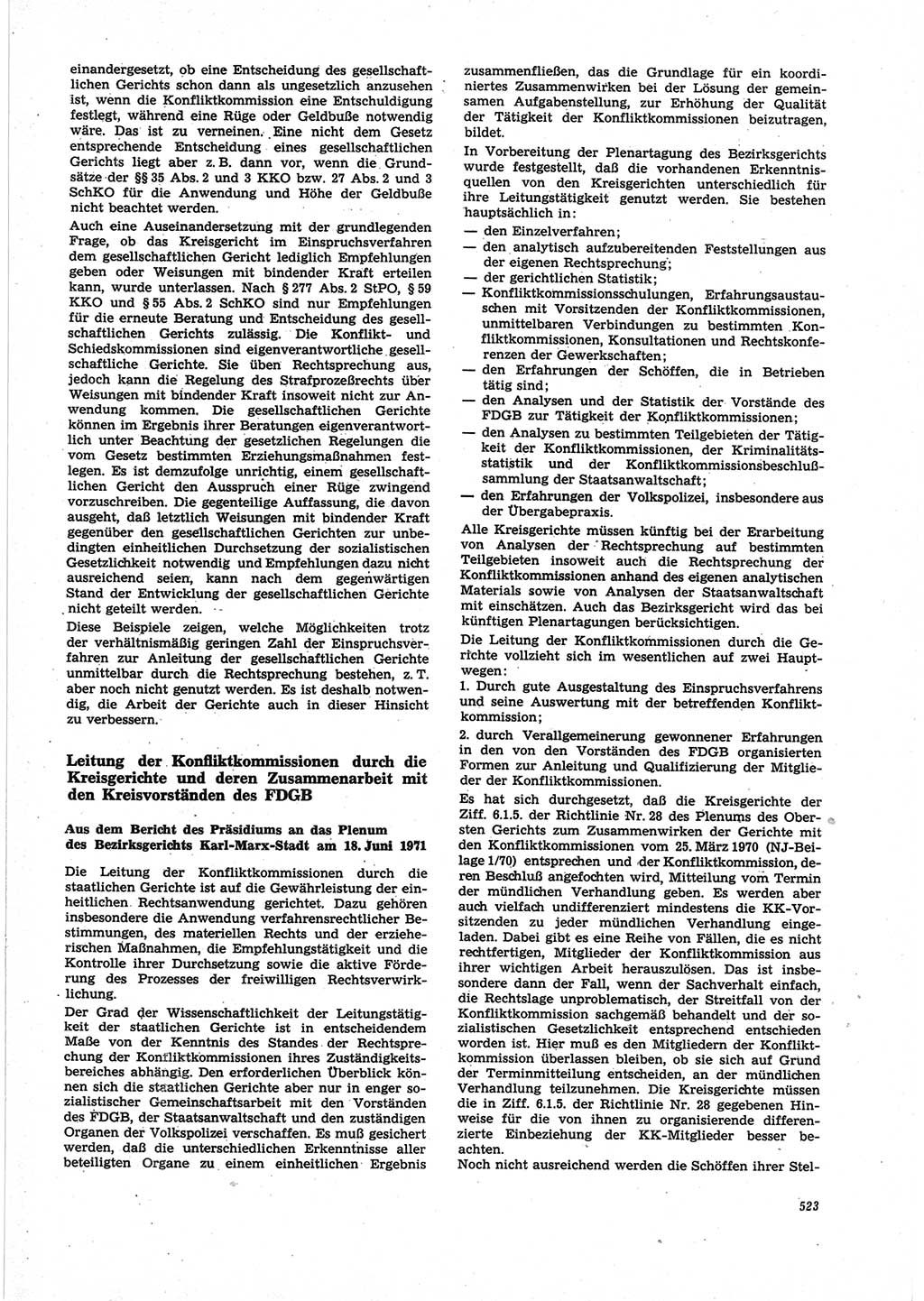 Neue Justiz (NJ), Zeitschrift für Recht und Rechtswissenschaft [Deutsche Demokratische Republik (DDR)], 25. Jahrgang 1971, Seite 523 (NJ DDR 1971, S. 523)