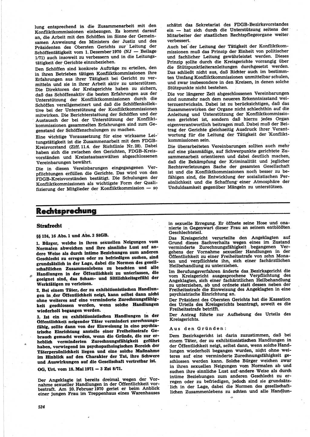 Neue Justiz (NJ), Zeitschrift für Recht und Rechtswissenschaft [Deutsche Demokratische Republik (DDR)], 25. Jahrgang 1971, Seite 524 (NJ DDR 1971, S. 524)