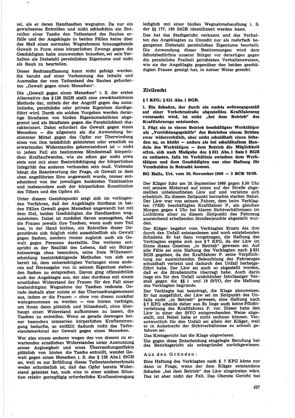 Neue Justiz (NJ), Zeitschrift für Recht und Rechtswissenschaft [Deutsche Demokratische Republik (DDR)], 25. Jahrgang 1971, Seite 527 (NJ DDR 1971, S. 527)