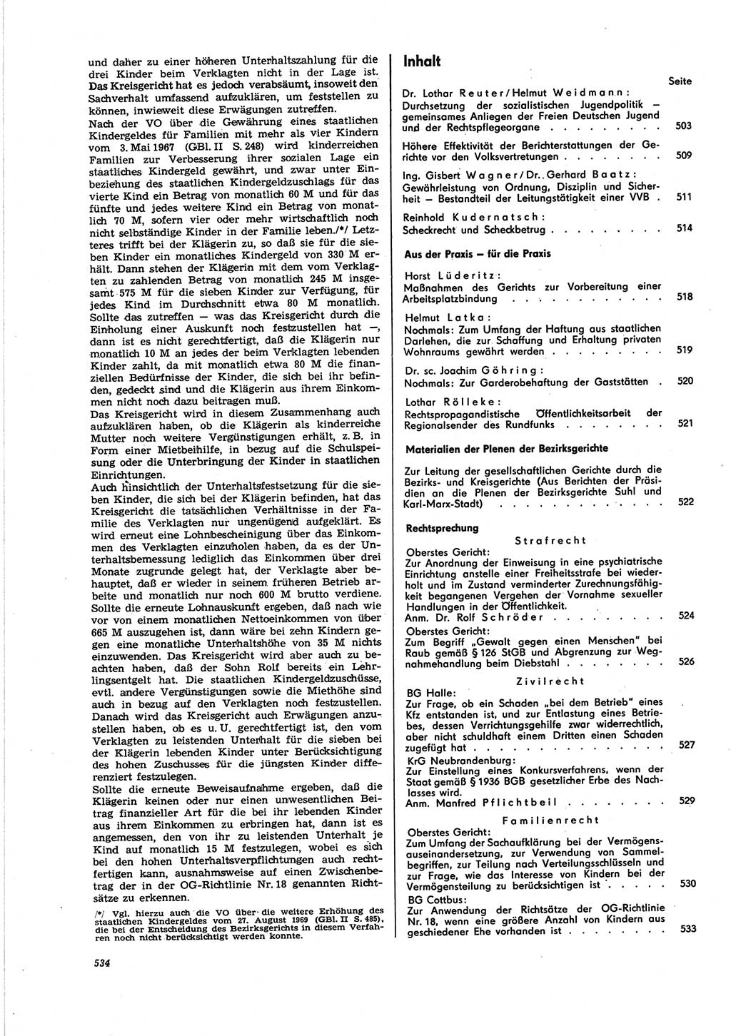 Neue Justiz (NJ), Zeitschrift für Recht und Rechtswissenschaft [Deutsche Demokratische Republik (DDR)], 25. Jahrgang 1971, Seite 534 (NJ DDR 1971, S. 534)