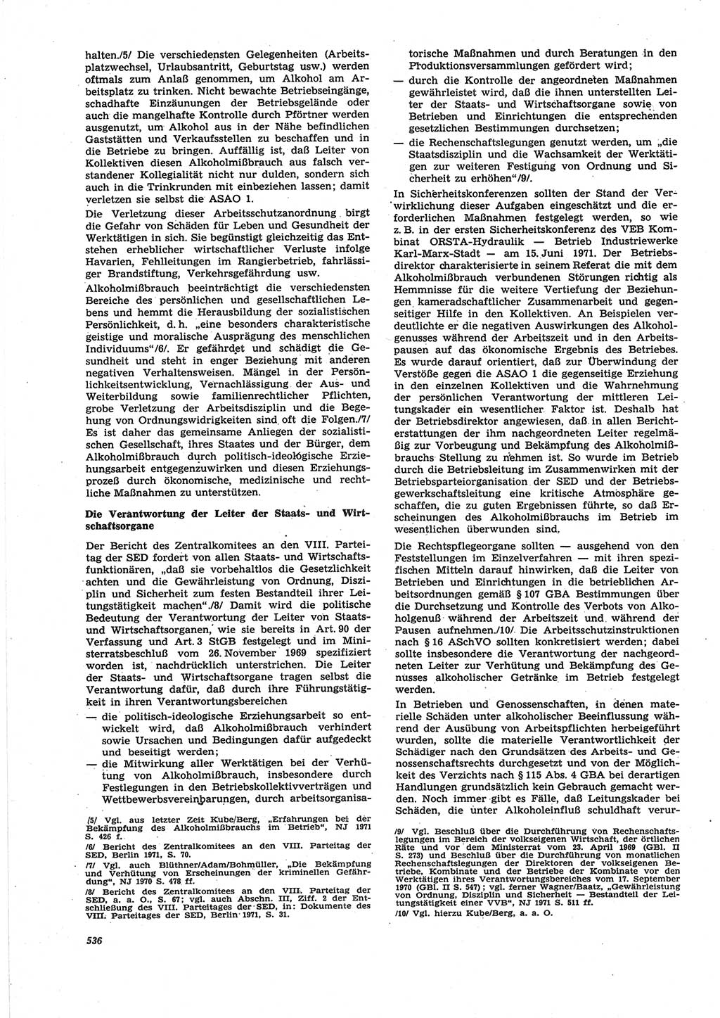Neue Justiz (NJ), Zeitschrift für Recht und Rechtswissenschaft [Deutsche Demokratische Republik (DDR)], 25. Jahrgang 1971, Seite 536 (NJ DDR 1971, S. 536)