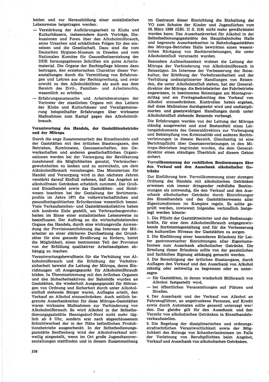 Neue Justiz (NJ), Zeitschrift für Recht und Rechtswissenschaft [Deutsche Demokratische Republik (DDR)], 25. Jahrgang 1971, Seite 538 (NJ DDR 1971, S. 538)