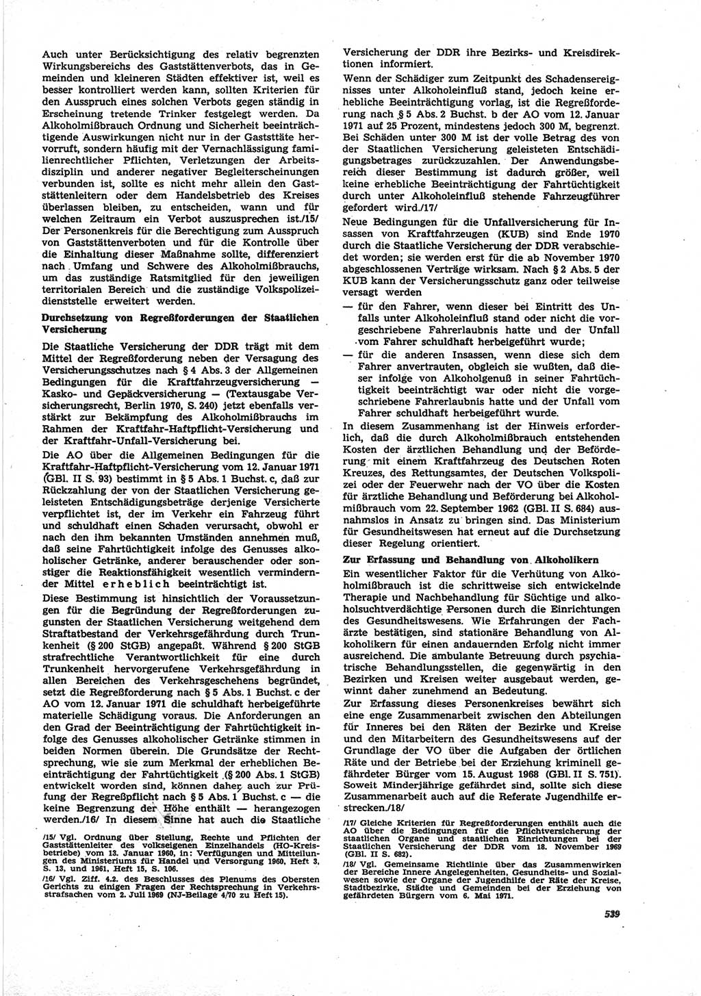 Neue Justiz (NJ), Zeitschrift für Recht und Rechtswissenschaft [Deutsche Demokratische Republik (DDR)], 25. Jahrgang 1971, Seite 539 (NJ DDR 1971, S. 539)