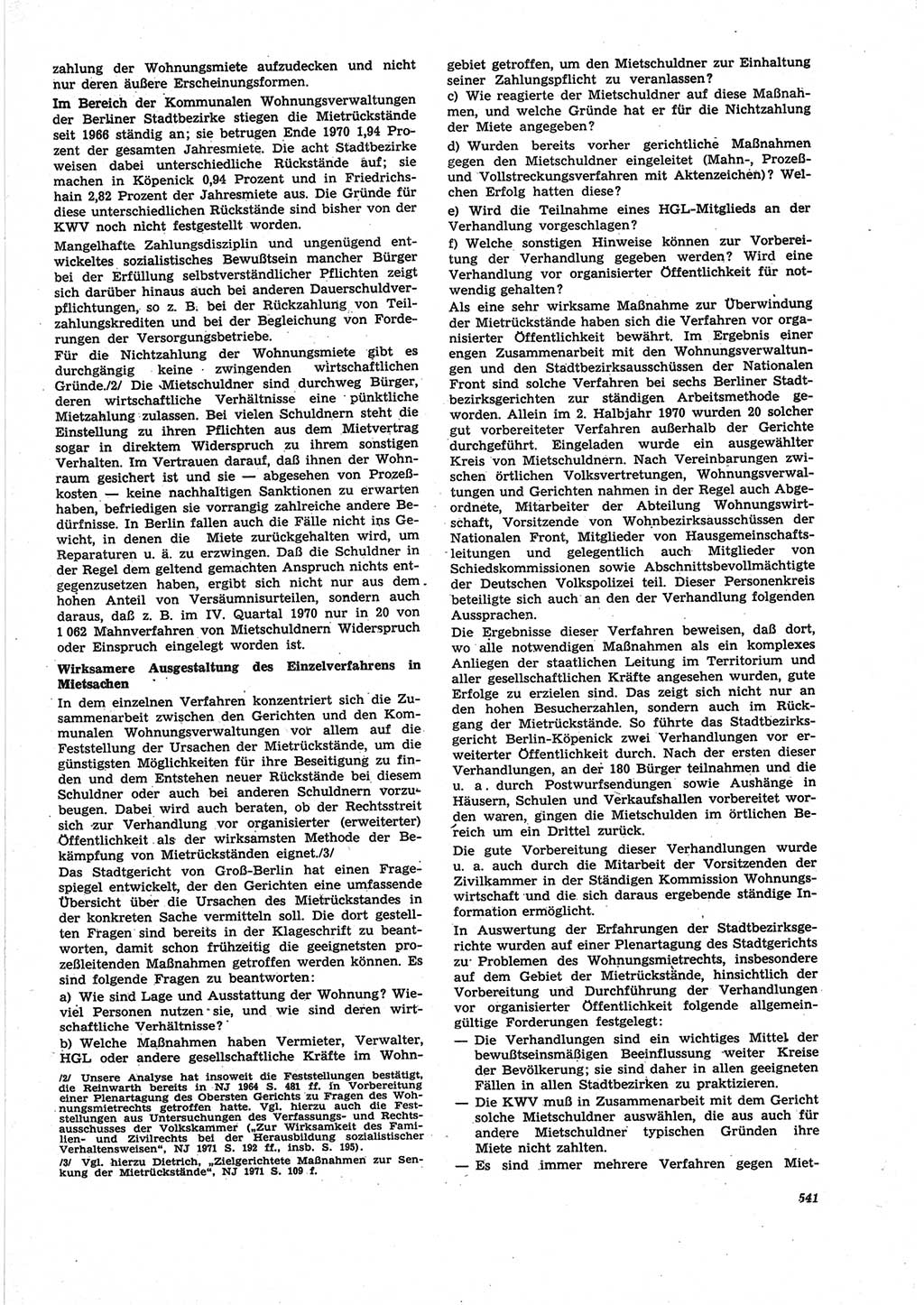 Neue Justiz (NJ), Zeitschrift für Recht und Rechtswissenschaft [Deutsche Demokratische Republik (DDR)], 25. Jahrgang 1971, Seite 541 (NJ DDR 1971, S. 541)
