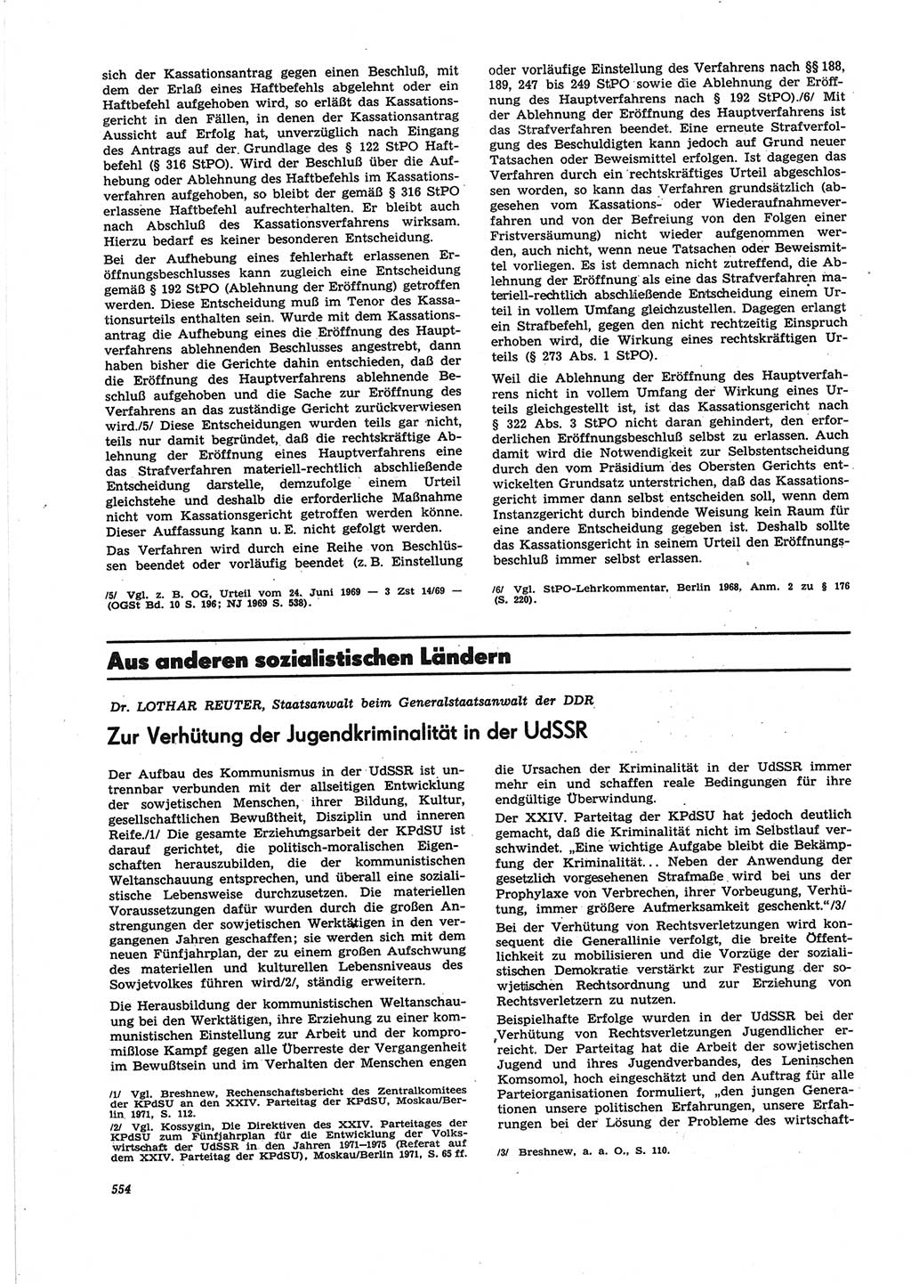 Neue Justiz (NJ), Zeitschrift für Recht und Rechtswissenschaft [Deutsche Demokratische Republik (DDR)], 25. Jahrgang 1971, Seite 554 (NJ DDR 1971, S. 554)