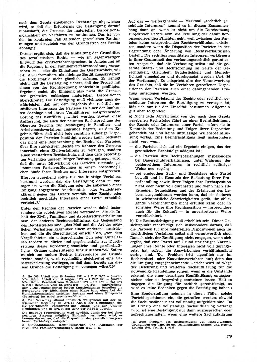 Neue Justiz (NJ), Zeitschrift für Recht und Rechtswissenschaft [Deutsche Demokratische Republik (DDR)], 25. Jahrgang 1971, Seite 579 (NJ DDR 1971, S. 579)