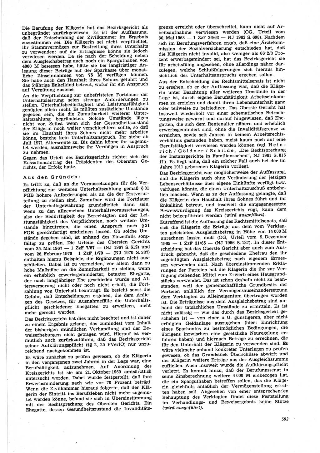 Neue Justiz (NJ), Zeitschrift für Recht und Rechtswissenschaft [Deutsche Demokratische Republik (DDR)], 25. Jahrgang 1971, Seite 593 (NJ DDR 1971, S. 593)