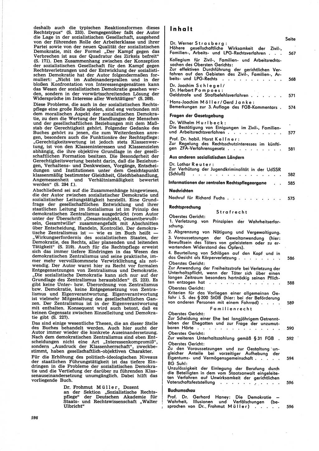 Neue Justiz (NJ), Zeitschrift für Recht und Rechtswissenschaft [Deutsche Demokratische Republik (DDR)], 25. Jahrgang 1971, Seite 598 (NJ DDR 1971, S. 598)