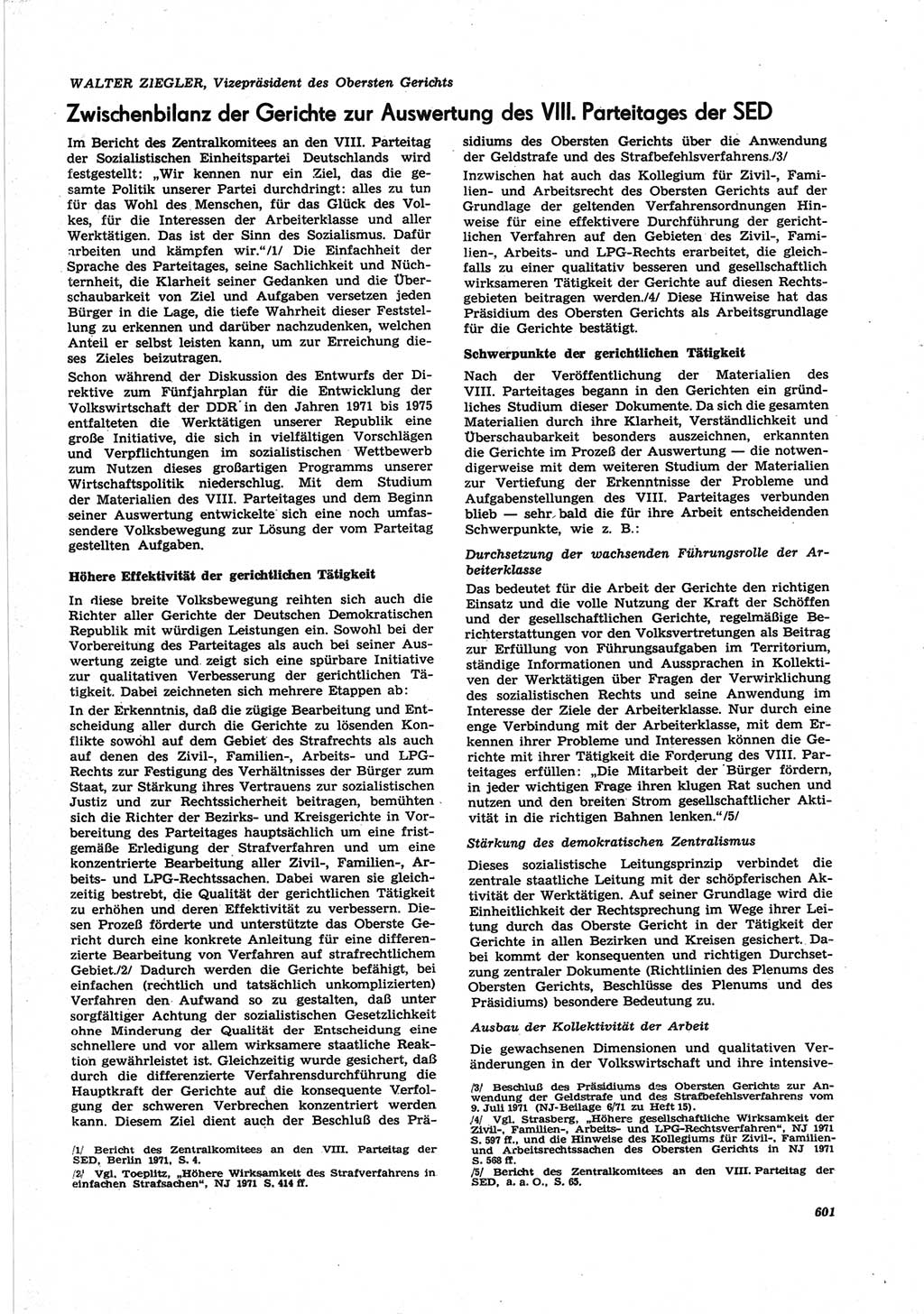 Neue Justiz (NJ), Zeitschrift für Recht und Rechtswissenschaft [Deutsche Demokratische Republik (DDR)], 25. Jahrgang 1971, Seite 601 (NJ DDR 1971, S. 601)