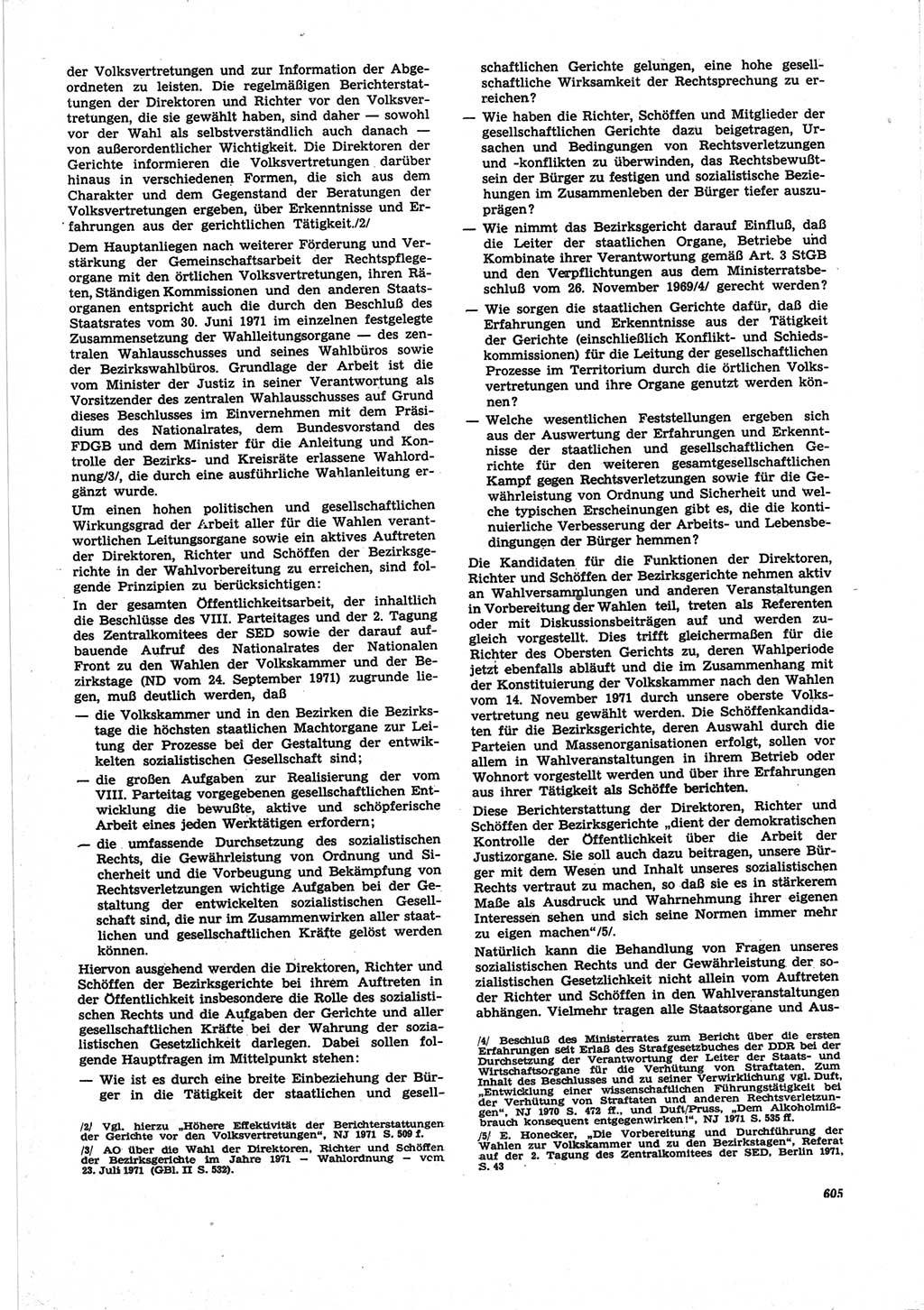 Neue Justiz (NJ), Zeitschrift für Recht und Rechtswissenschaft [Deutsche Demokratische Republik (DDR)], 25. Jahrgang 1971, Seite 605 (NJ DDR 1971, S. 605)