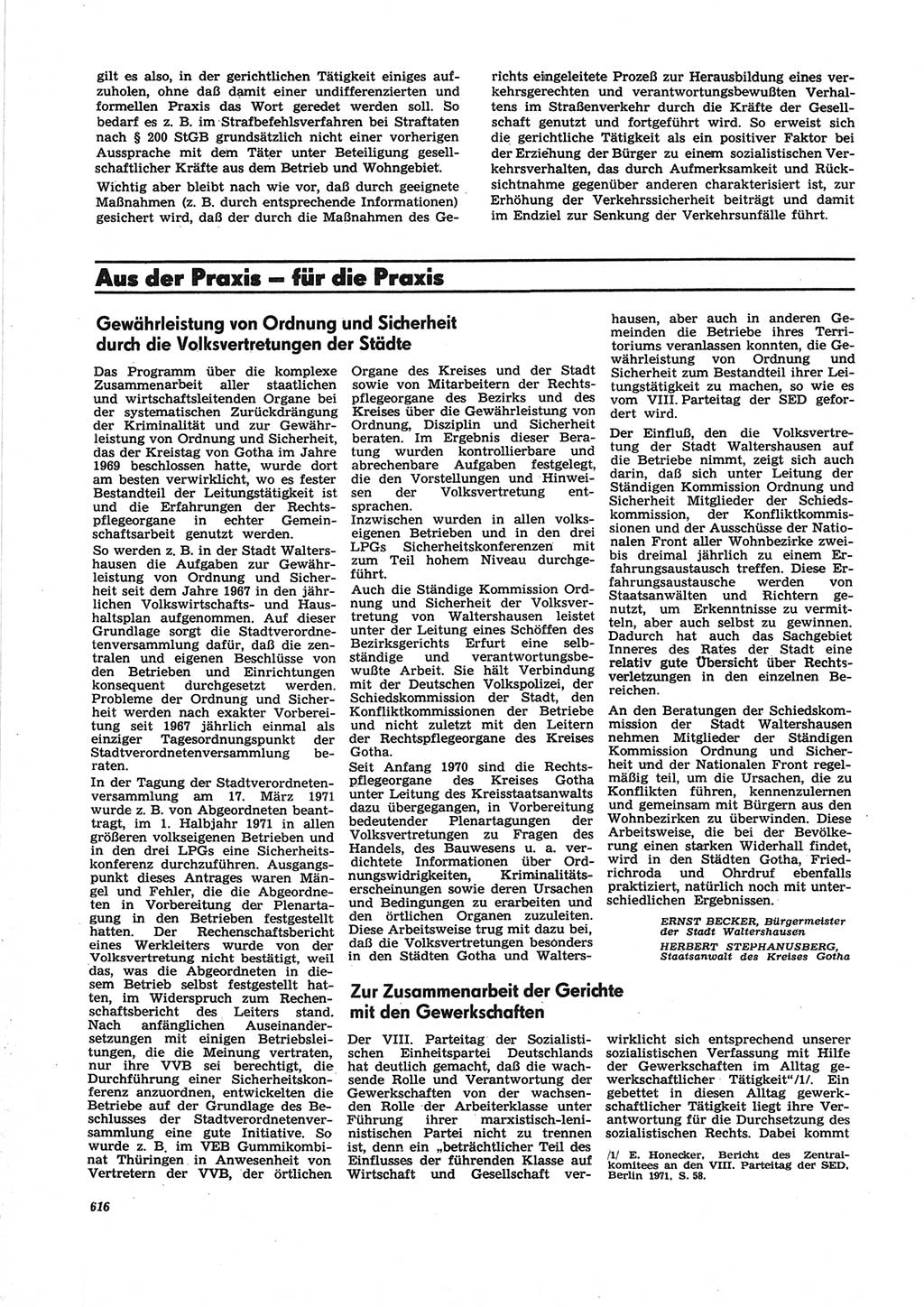 Neue Justiz (NJ), Zeitschrift für Recht und Rechtswissenschaft [Deutsche Demokratische Republik (DDR)], 25. Jahrgang 1971, Seite 616 (NJ DDR 1971, S. 616)