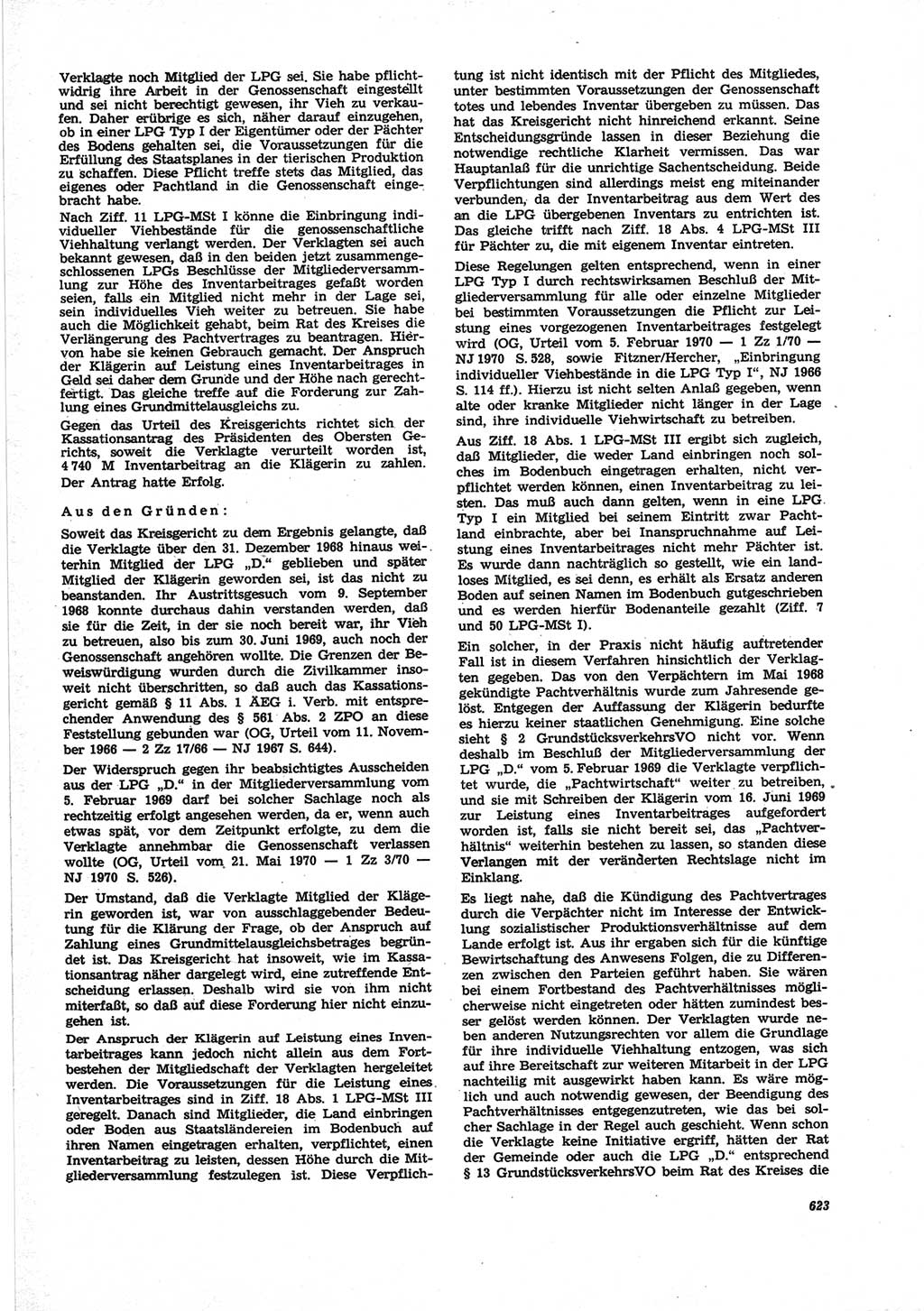 Neue Justiz (NJ), Zeitschrift für Recht und Rechtswissenschaft [Deutsche Demokratische Republik (DDR)], 25. Jahrgang 1971, Seite 623 (NJ DDR 1971, S. 623)