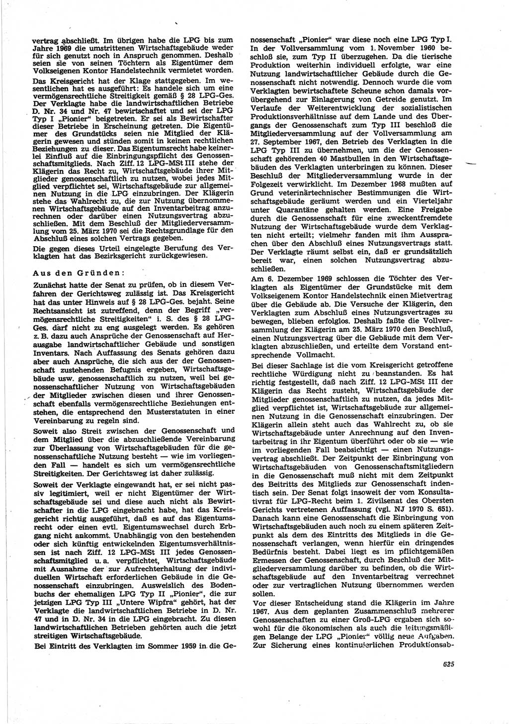 Neue Justiz (NJ), Zeitschrift für Recht und Rechtswissenschaft [Deutsche Demokratische Republik (DDR)], 25. Jahrgang 1971, Seite 625 (NJ DDR 1971, S. 625)