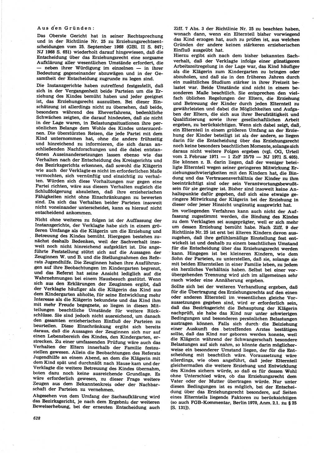 Neue Justiz (NJ), Zeitschrift für Recht und Rechtswissenschaft [Deutsche Demokratische Republik (DDR)], 25. Jahrgang 1971, Seite 628 (NJ DDR 1971, S. 628)