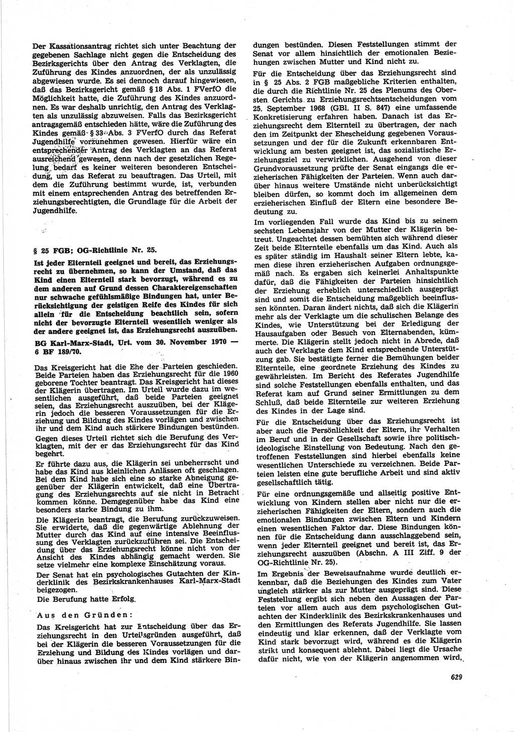 Neue Justiz (NJ), Zeitschrift für Recht und Rechtswissenschaft [Deutsche Demokratische Republik (DDR)], 25. Jahrgang 1971, Seite 629 (NJ DDR 1971, S. 629)