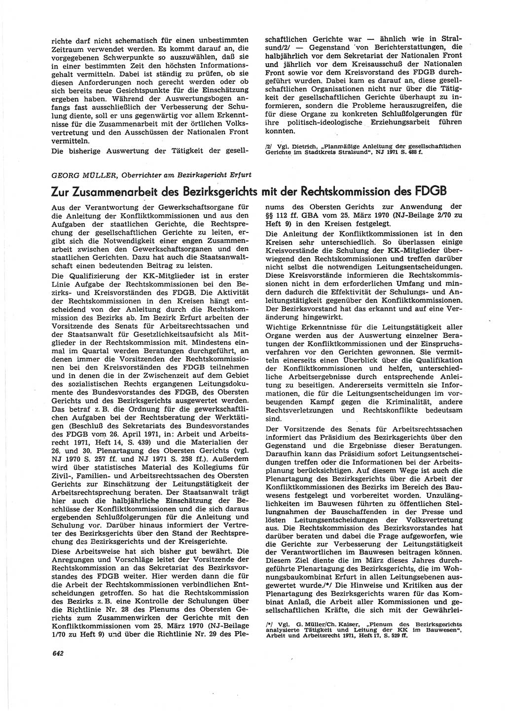 Neue Justiz (NJ), Zeitschrift für Recht und Rechtswissenschaft [Deutsche Demokratische Republik (DDR)], 25. Jahrgang 1971, Seite 642 (NJ DDR 1971, S. 642)