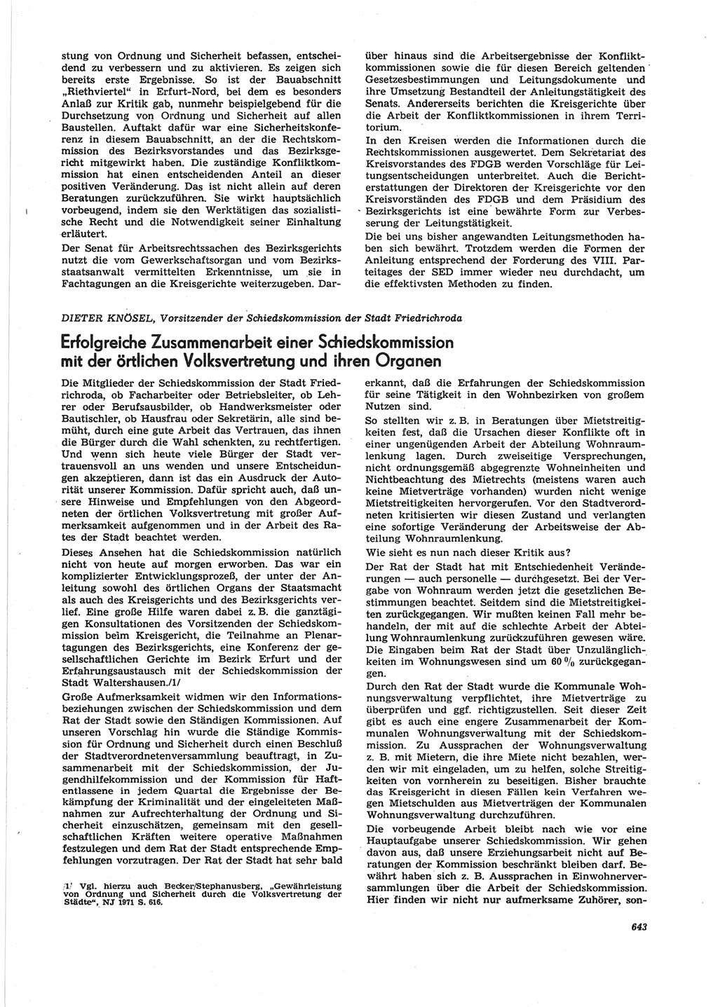 Neue Justiz (NJ), Zeitschrift für Recht und Rechtswissenschaft [Deutsche Demokratische Republik (DDR)], 25. Jahrgang 1971, Seite 643 (NJ DDR 1971, S. 643)