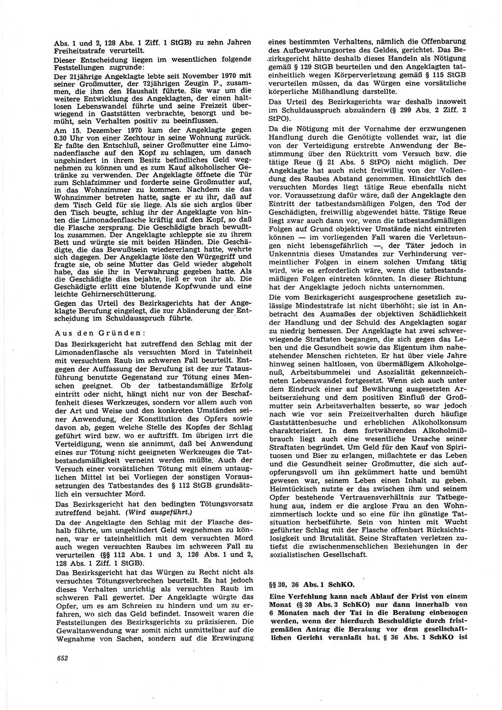 Neue Justiz (NJ), Zeitschrift für Recht und Rechtswissenschaft [Deutsche Demokratische Republik (DDR)], 25. Jahrgang 1971, Seite 652 (NJ DDR 1971, S. 652)