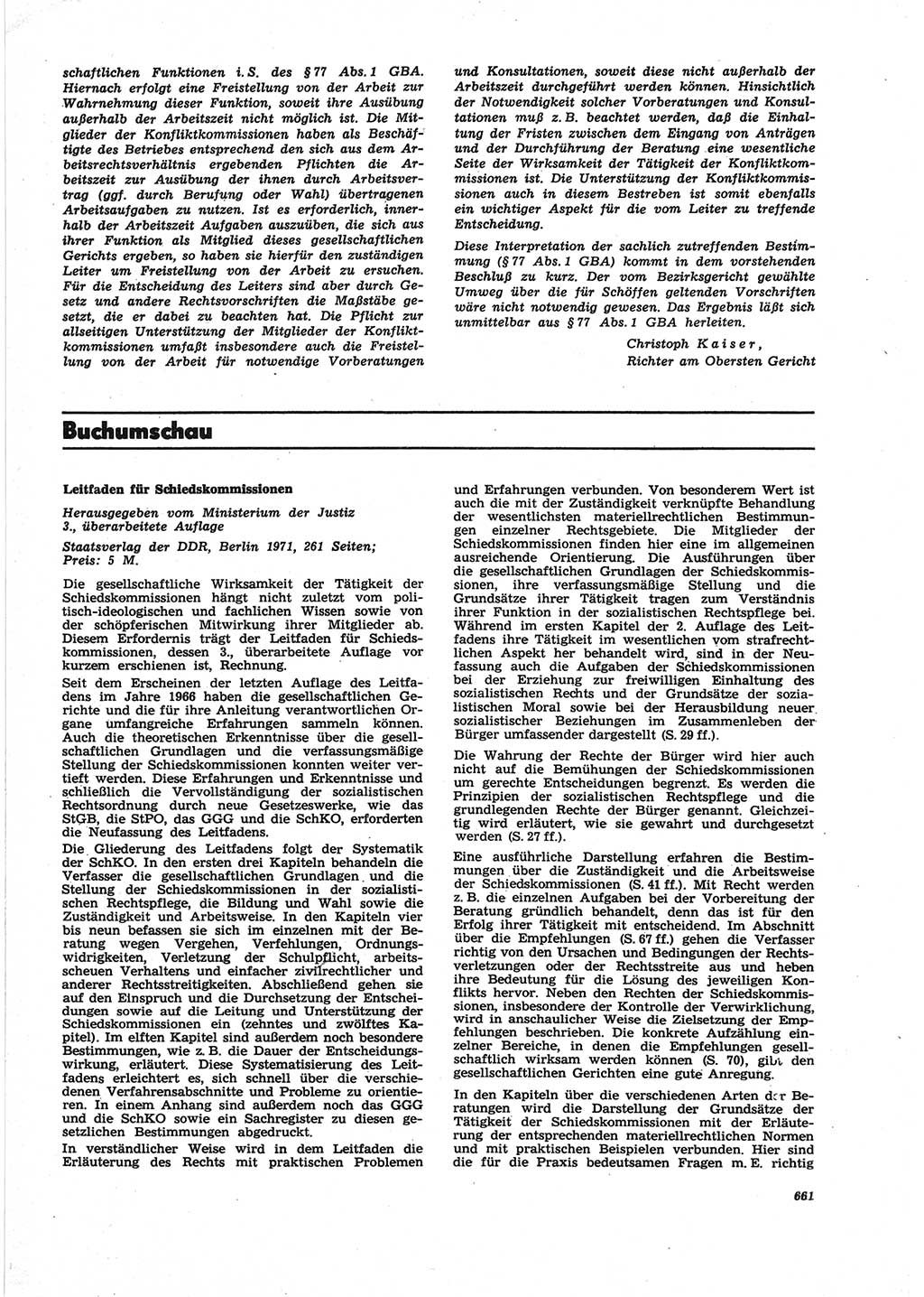 Neue Justiz (NJ), Zeitschrift für Recht und Rechtswissenschaft [Deutsche Demokratische Republik (DDR)], 25. Jahrgang 1971, Seite 661 (NJ DDR 1971, S. 661)