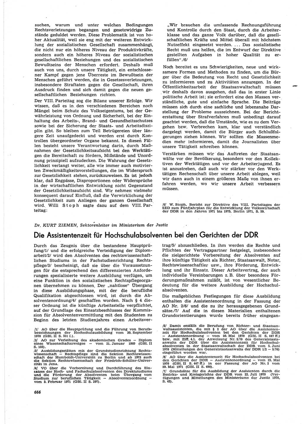 Neue Justiz (NJ), Zeitschrift für Recht und Rechtswissenschaft [Deutsche Demokratische Republik (DDR)], 25. Jahrgang 1971, Seite 666 (NJ DDR 1971, S. 666)