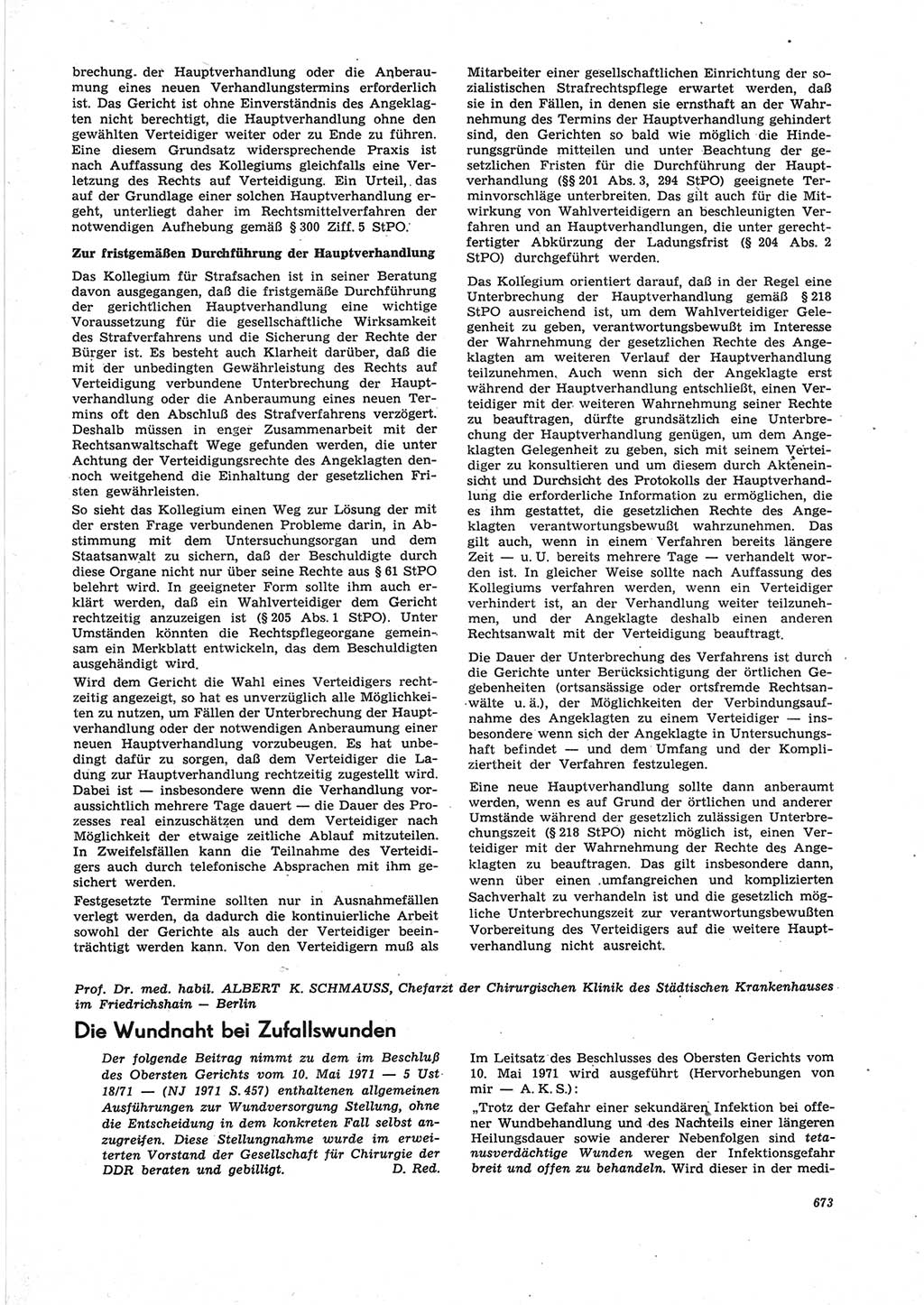 Neue Justiz (NJ), Zeitschrift für Recht und Rechtswissenschaft [Deutsche Demokratische Republik (DDR)], 25. Jahrgang 1971, Seite 673 (NJ DDR 1971, S. 673)