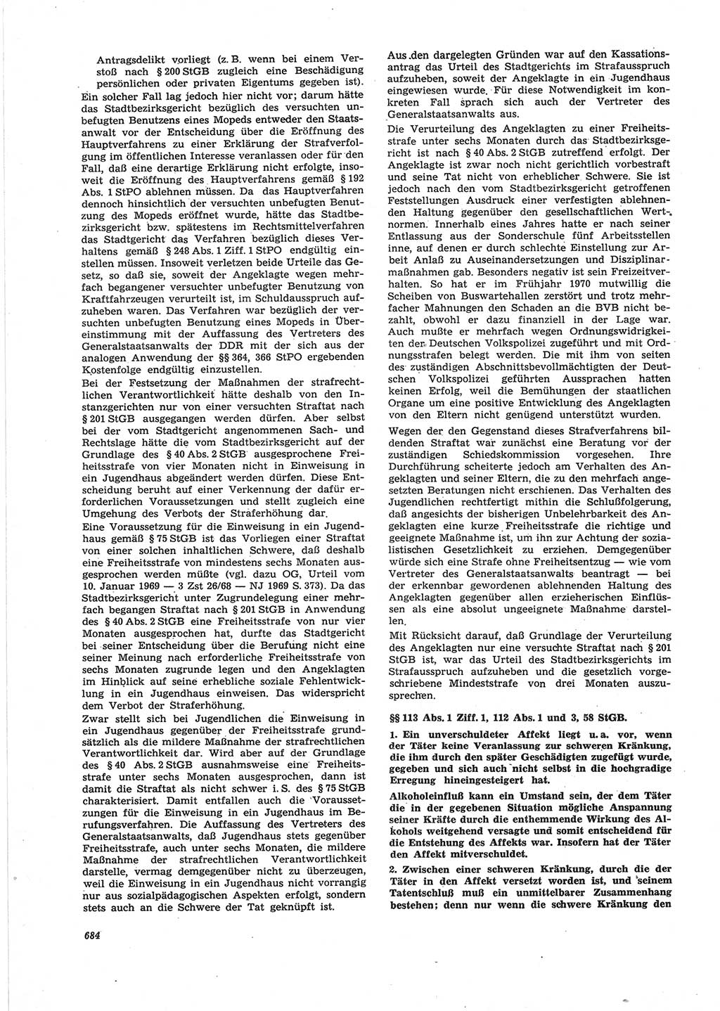 Neue Justiz (NJ), Zeitschrift für Recht und Rechtswissenschaft [Deutsche Demokratische Republik (DDR)], 25. Jahrgang 1971, Seite 684 (NJ DDR 1971, S. 684)