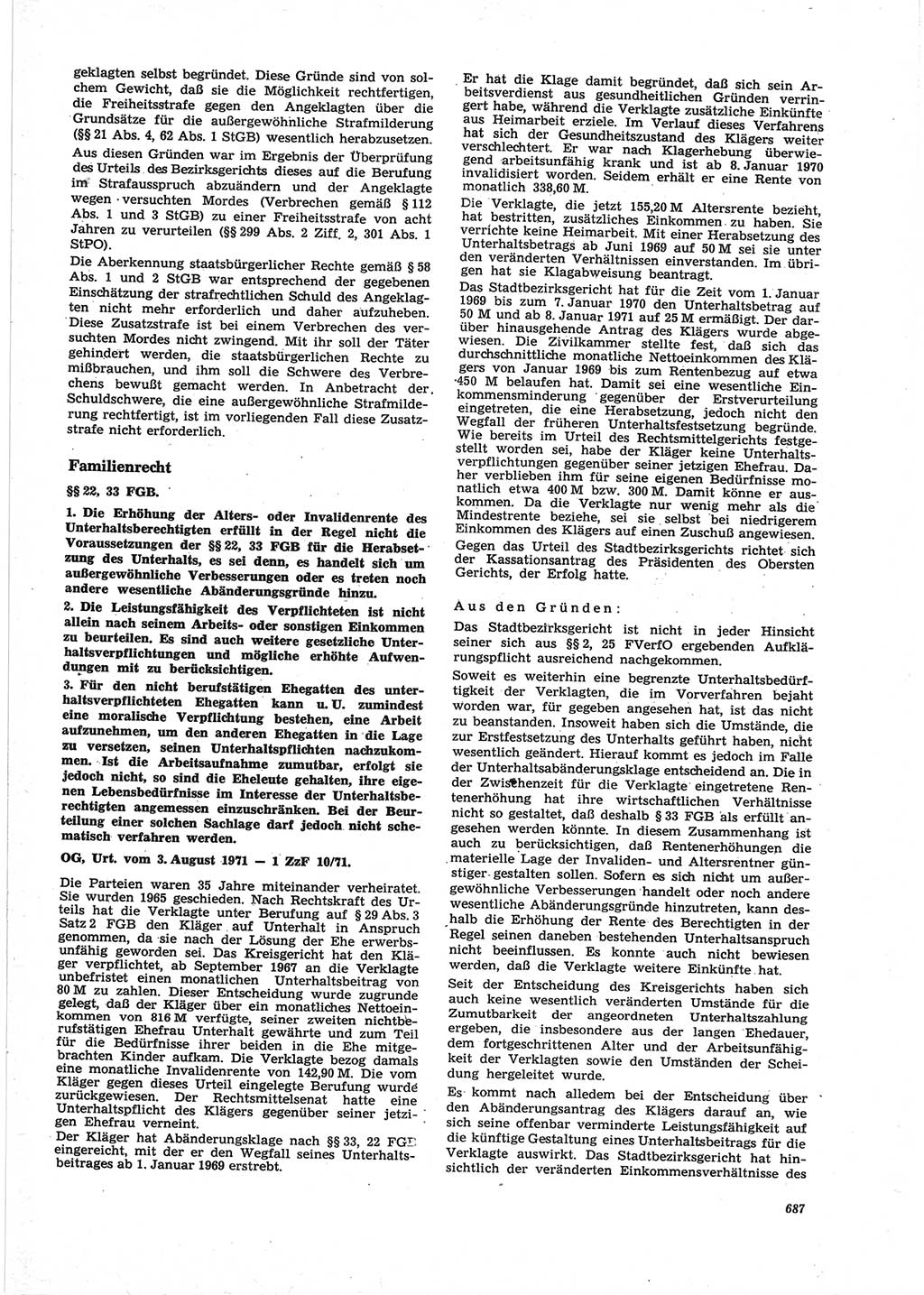 Neue Justiz (NJ), Zeitschrift für Recht und Rechtswissenschaft [Deutsche Demokratische Republik (DDR)], 25. Jahrgang 1971, Seite 687 (NJ DDR 1971, S. 687)