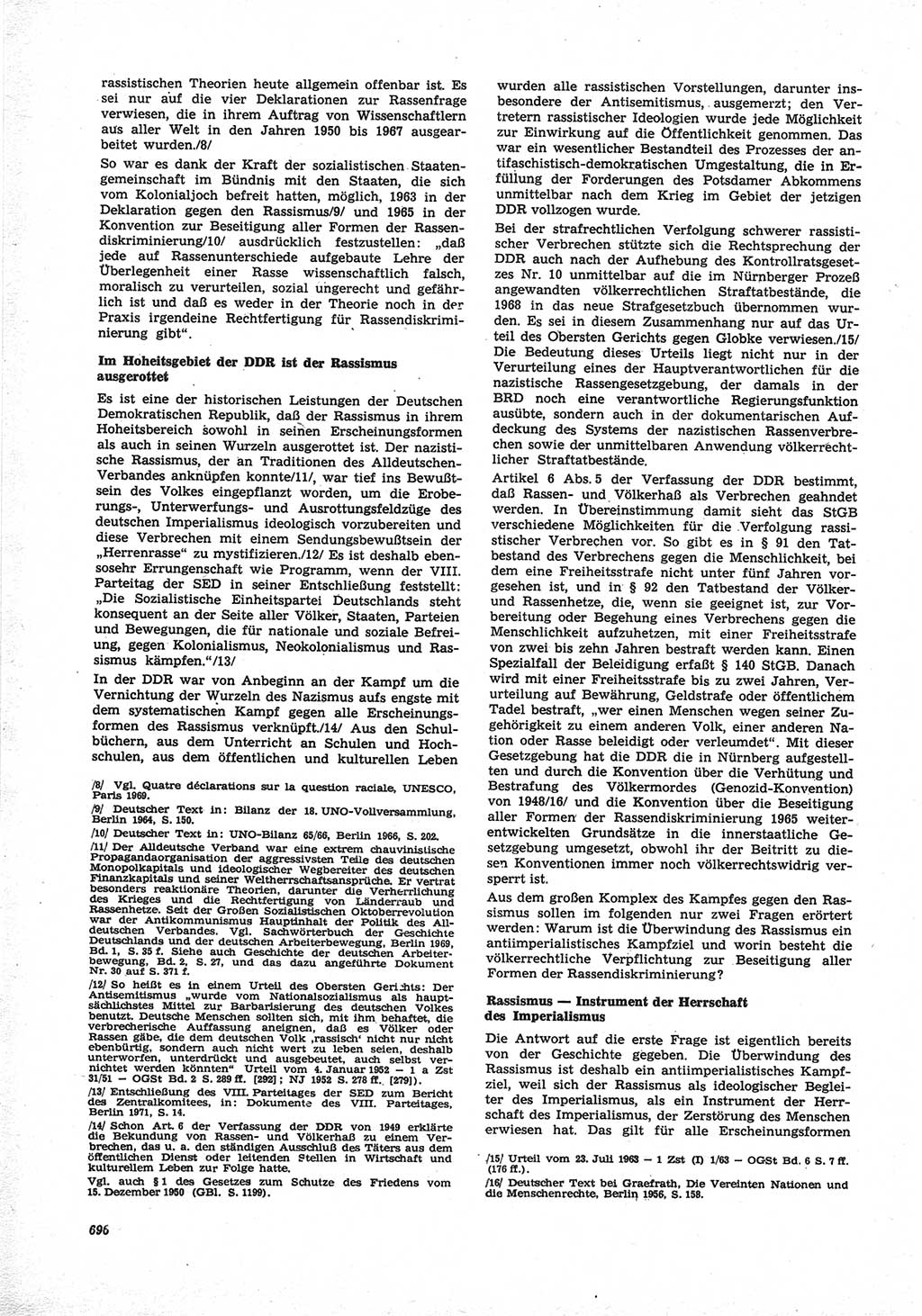 Neue Justiz (NJ), Zeitschrift für Recht und Rechtswissenschaft [Deutsche Demokratische Republik (DDR)], 25. Jahrgang 1971, Seite 696 (NJ DDR 1971, S. 696)