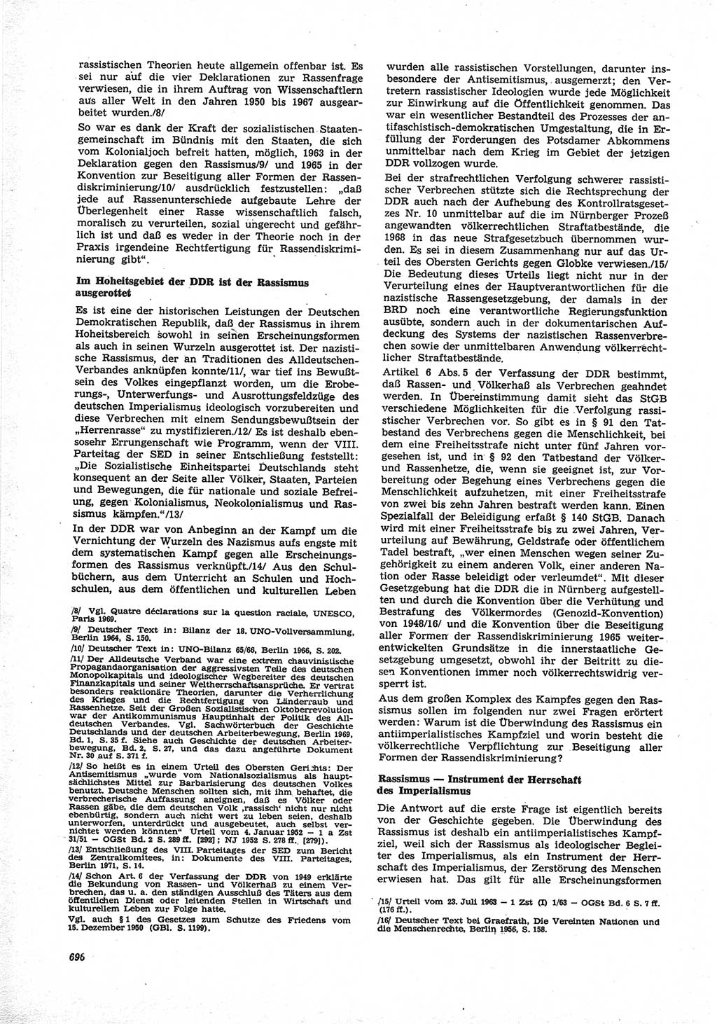 Neue Justiz (NJ), Zeitschrift für Recht und Rechtswissenschaft [Deutsche Demokratische Republik (DDR)], 25. Jahrgang 1971, Seite 696 (NJ DDR 1971, S. 696)