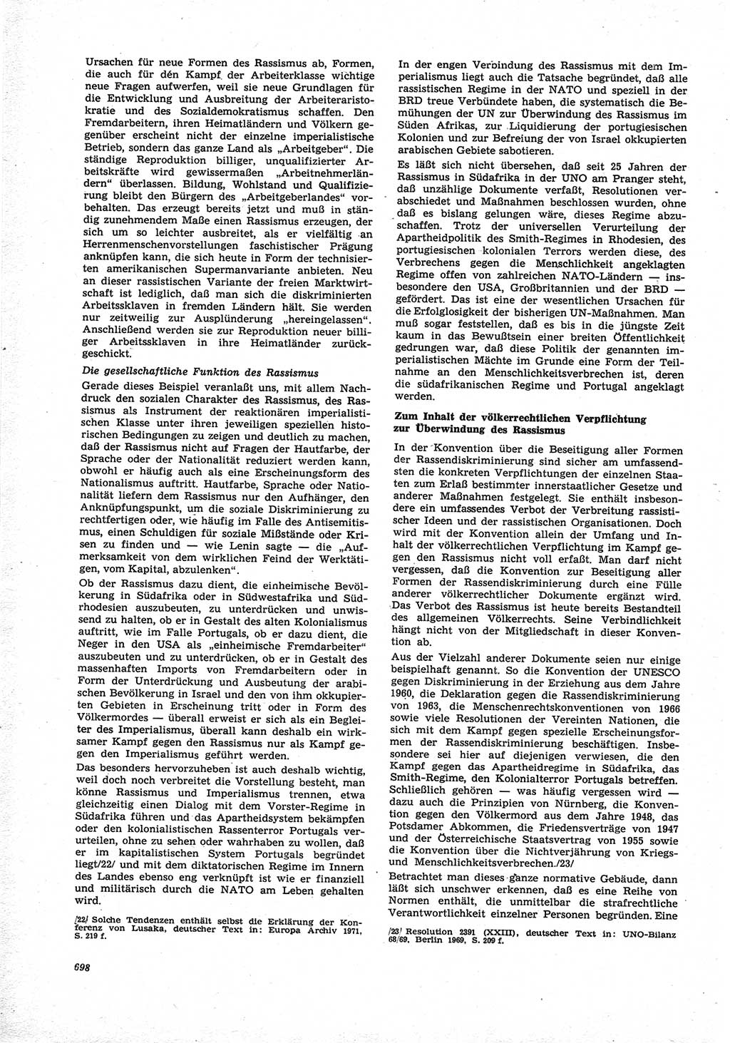 Neue Justiz (NJ), Zeitschrift für Recht und Rechtswissenschaft [Deutsche Demokratische Republik (DDR)], 25. Jahrgang 1971, Seite 698 (NJ DDR 1971, S. 698)