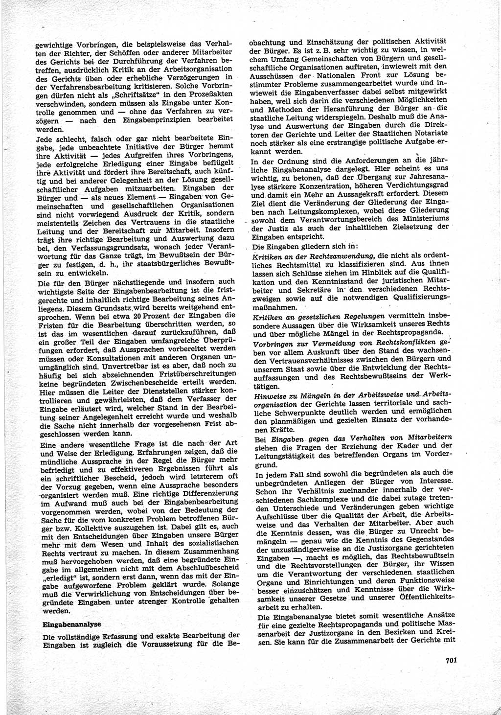 Neue Justiz (NJ), Zeitschrift für Recht und Rechtswissenschaft [Deutsche Demokratische Republik (DDR)], 25. Jahrgang 1971, Seite 701 (NJ DDR 1971, S. 701)