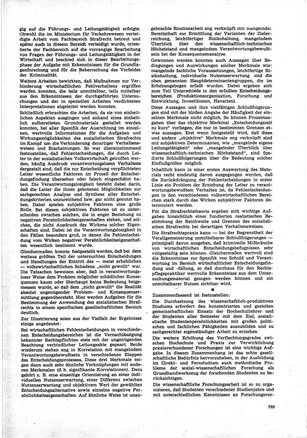 Neue Justiz (NJ), Zeitschrift für Recht und Rechtswissenschaft [Deutsche Demokratische Republik (DDR)], 25. Jahrgang 1971, Seite 705 (NJ DDR 1971, S. 705)