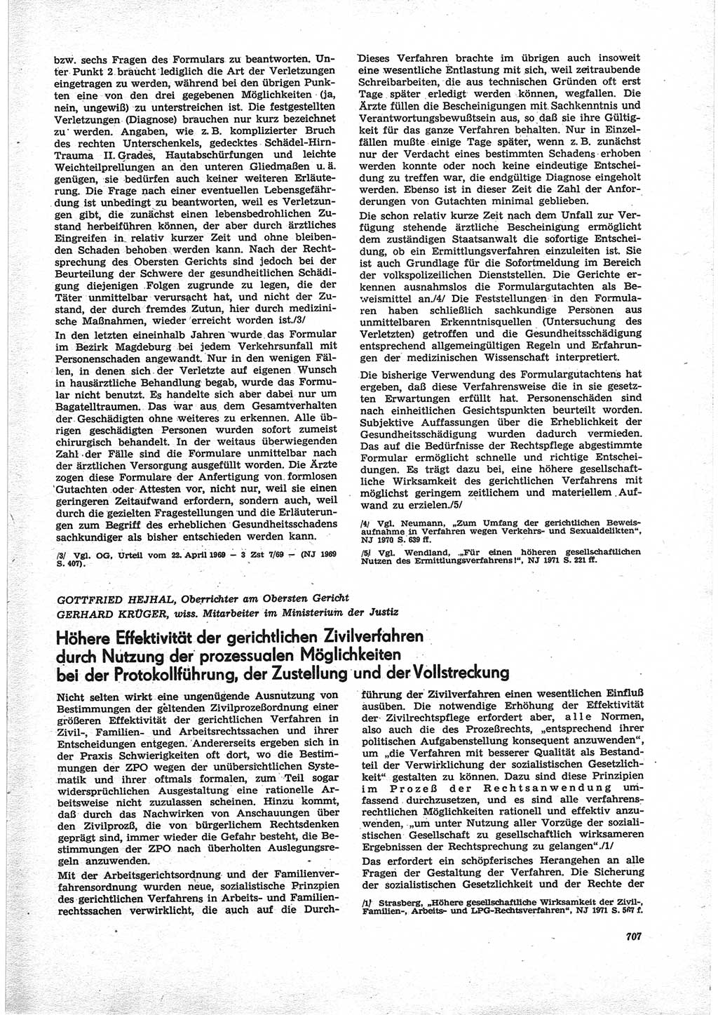 Neue Justiz (NJ), Zeitschrift für Recht und Rechtswissenschaft [Deutsche Demokratische Republik (DDR)], 25. Jahrgang 1971, Seite 707 (NJ DDR 1971, S. 707)